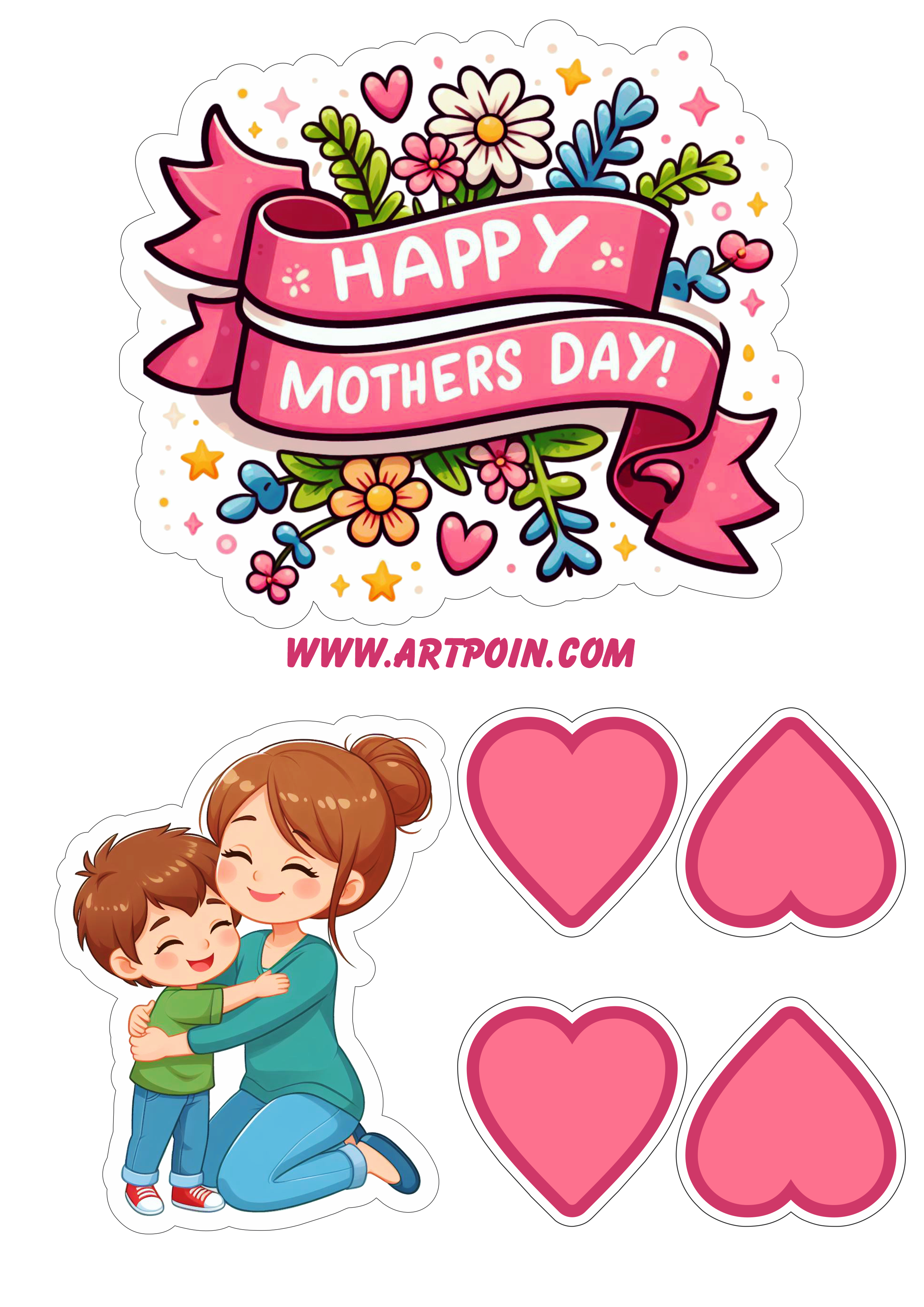 Happy mother’s day topper cake pink png