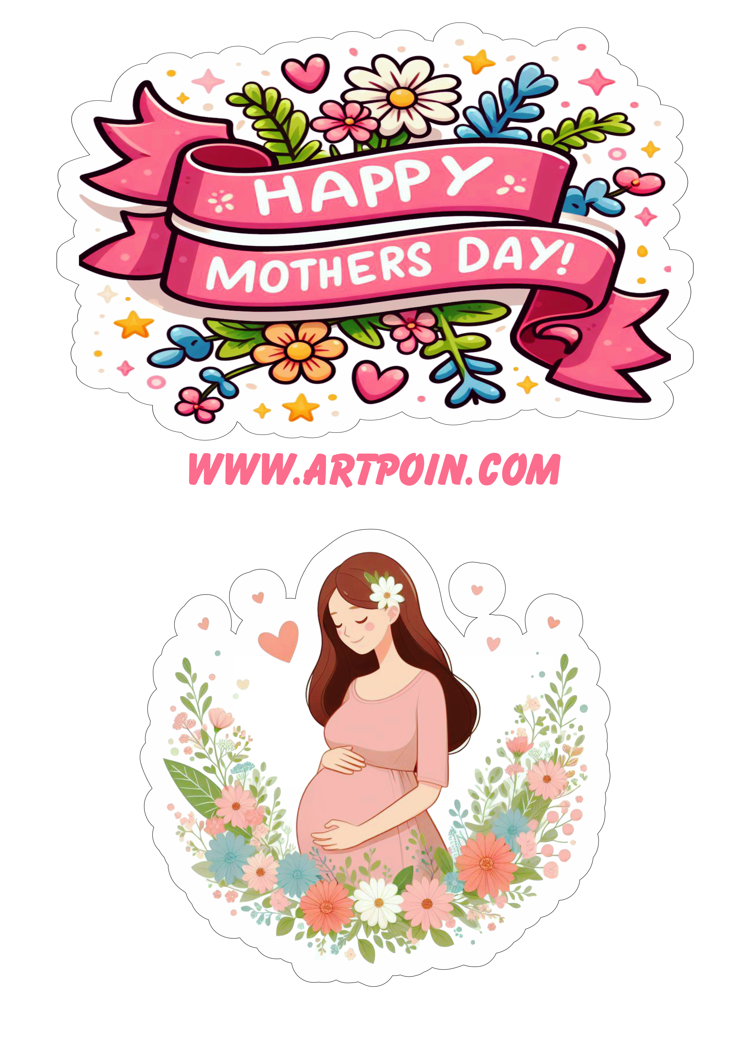 Dia das mães happy mothers day topo de bolo pronto para imprimir png