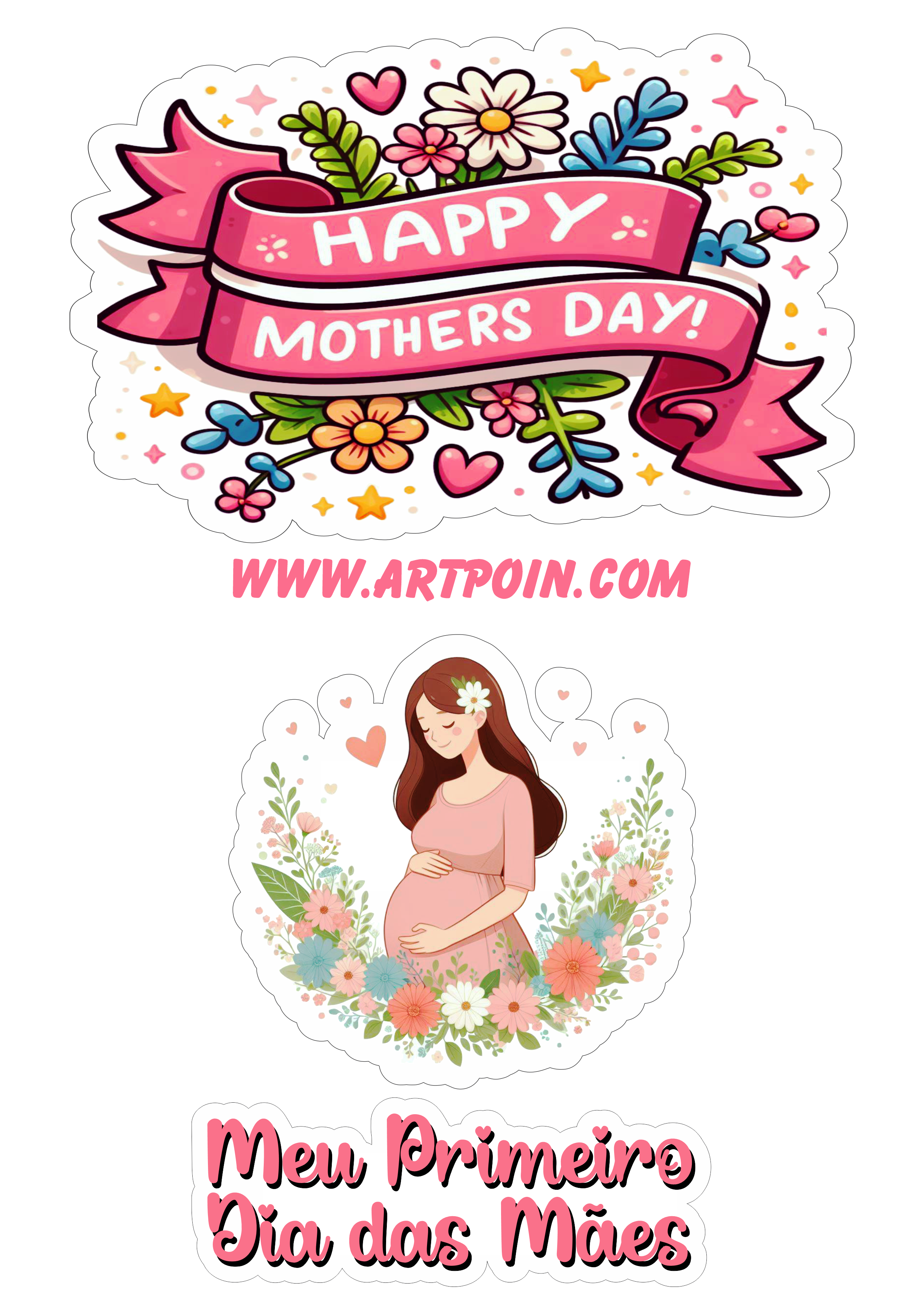 Dia das mães happy mothers day topo de bolo pronto para imprimir meu primeiro dia das mães png
