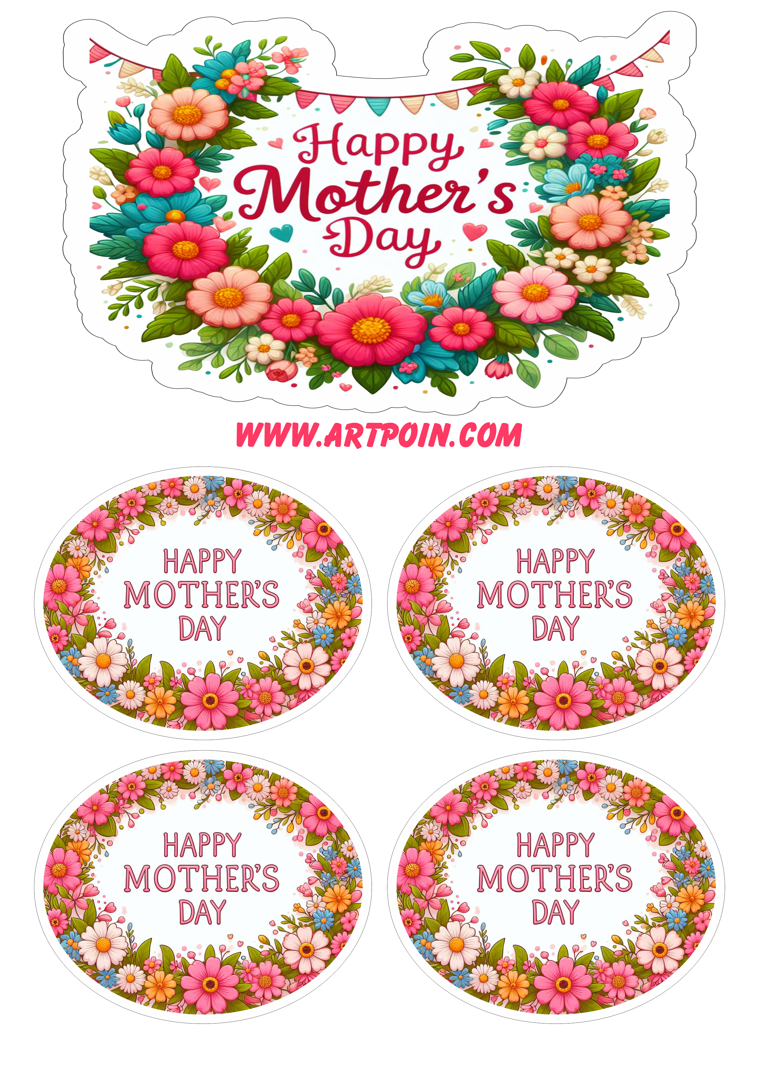 Happy Mother’s day topo de bolo dia das mães png