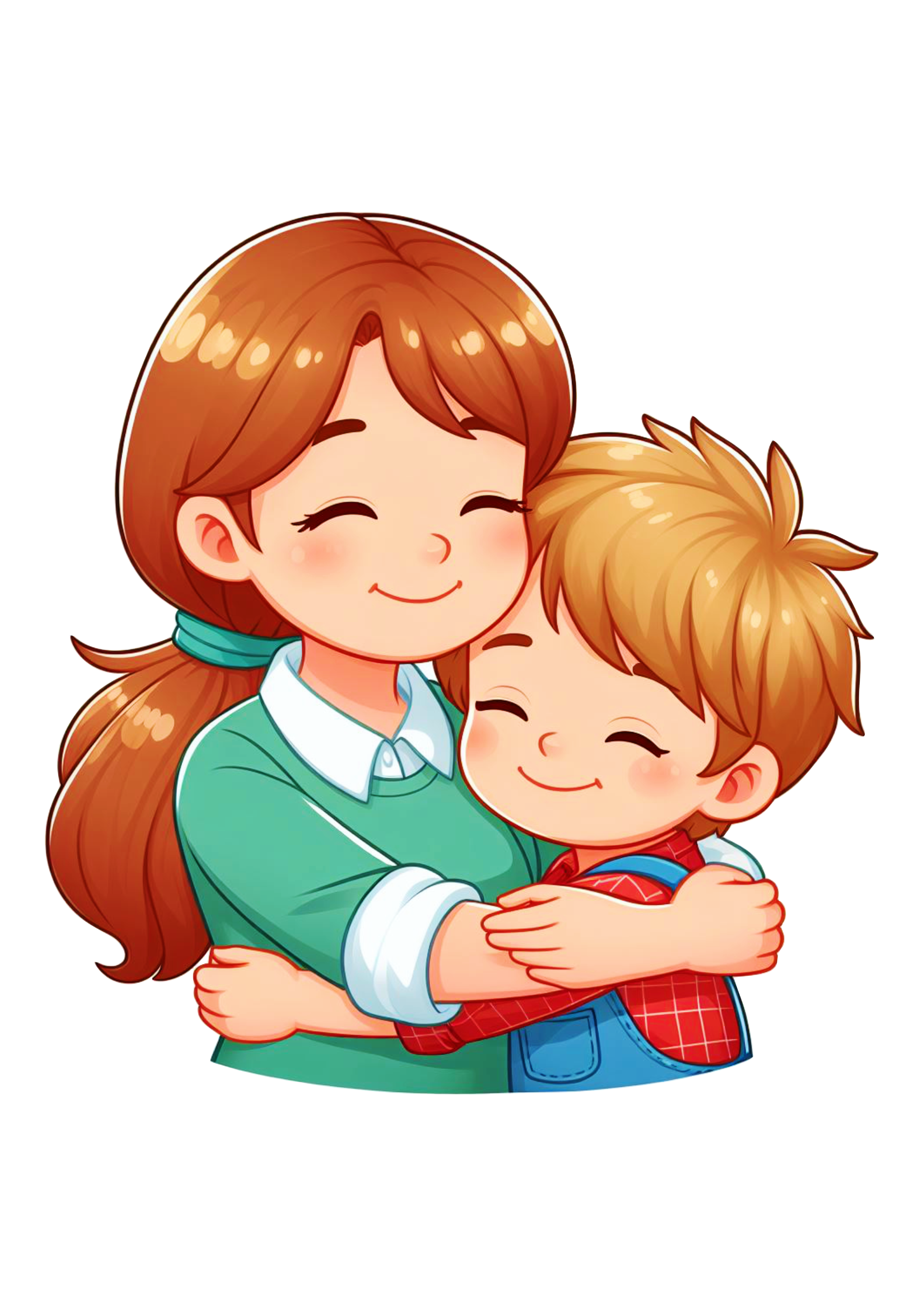Mãe e filho abraço desenho colorido png