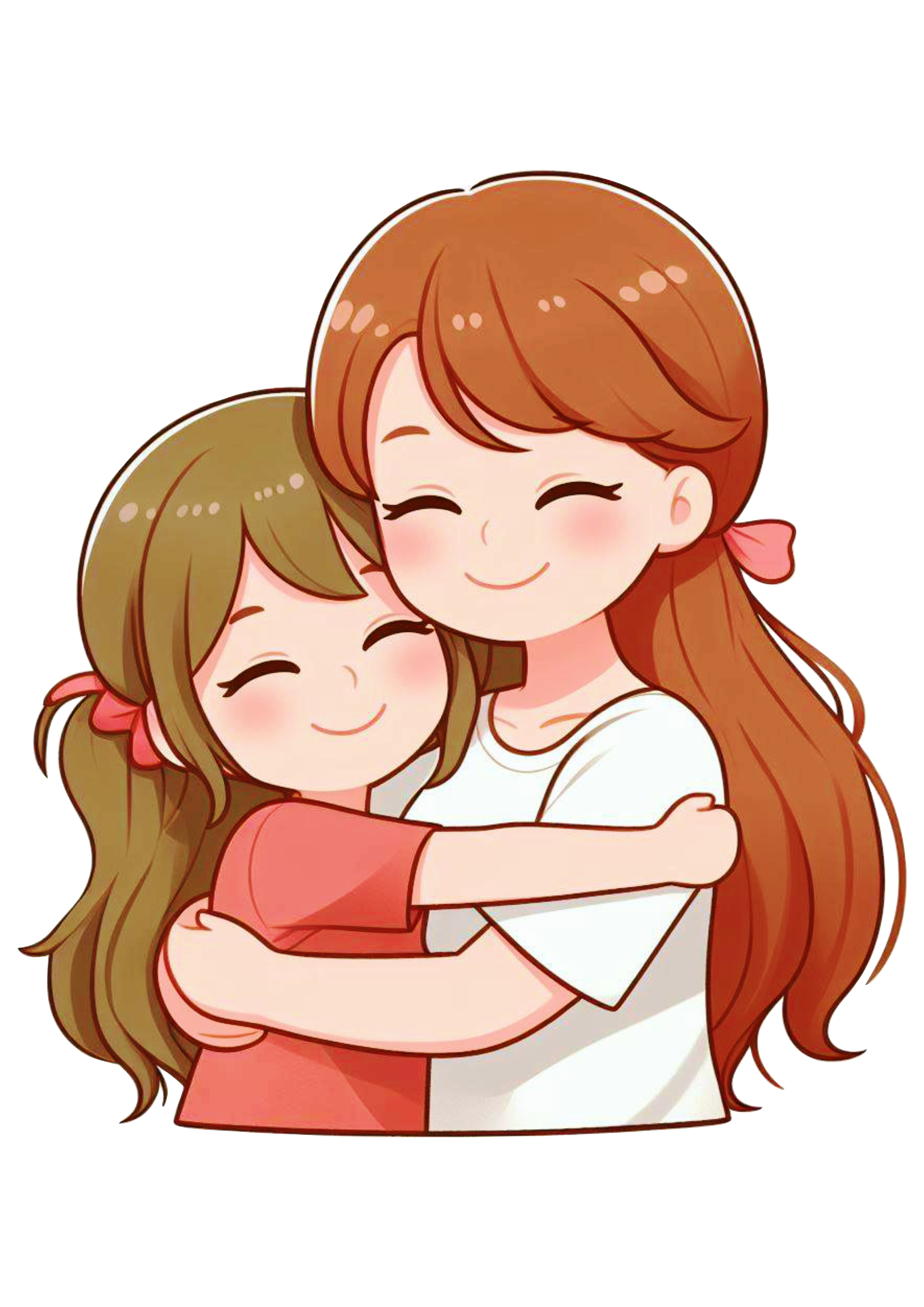Mãe e filha abraço desenho colorido fofinho amor de mãe o mais bonito png