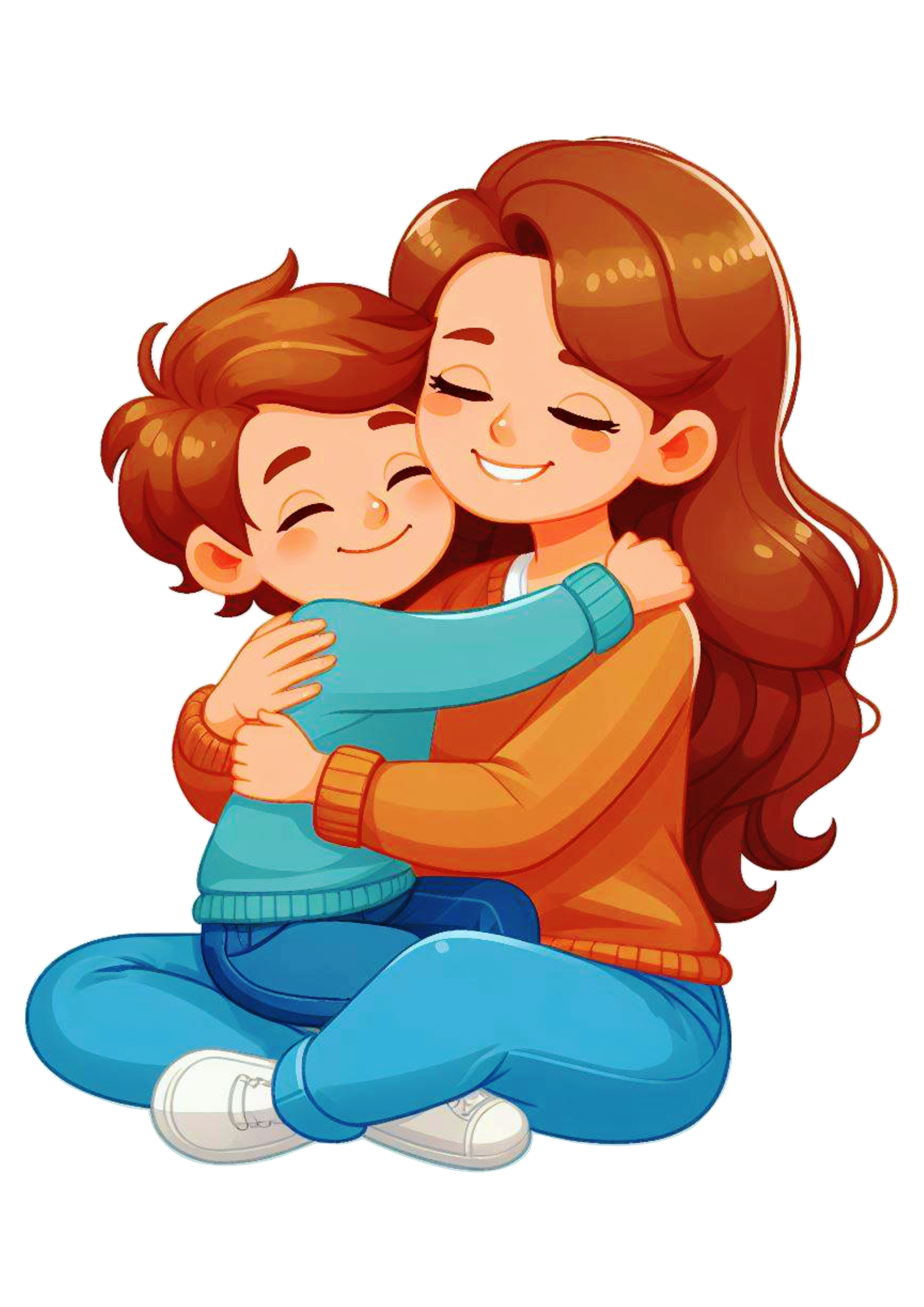 Amor de mãe e filho abraço apertado imagem com fundo transparente clipart png