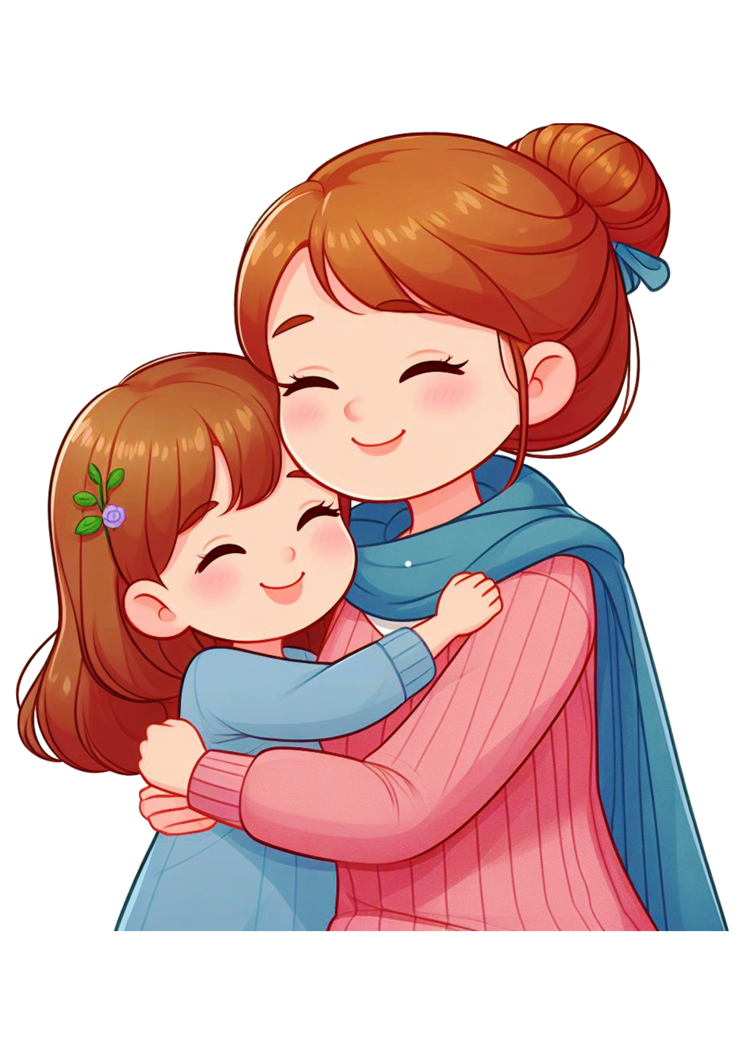 Amor de mãe e filha abraço apertado imagem com fundo transparente ilustração png
