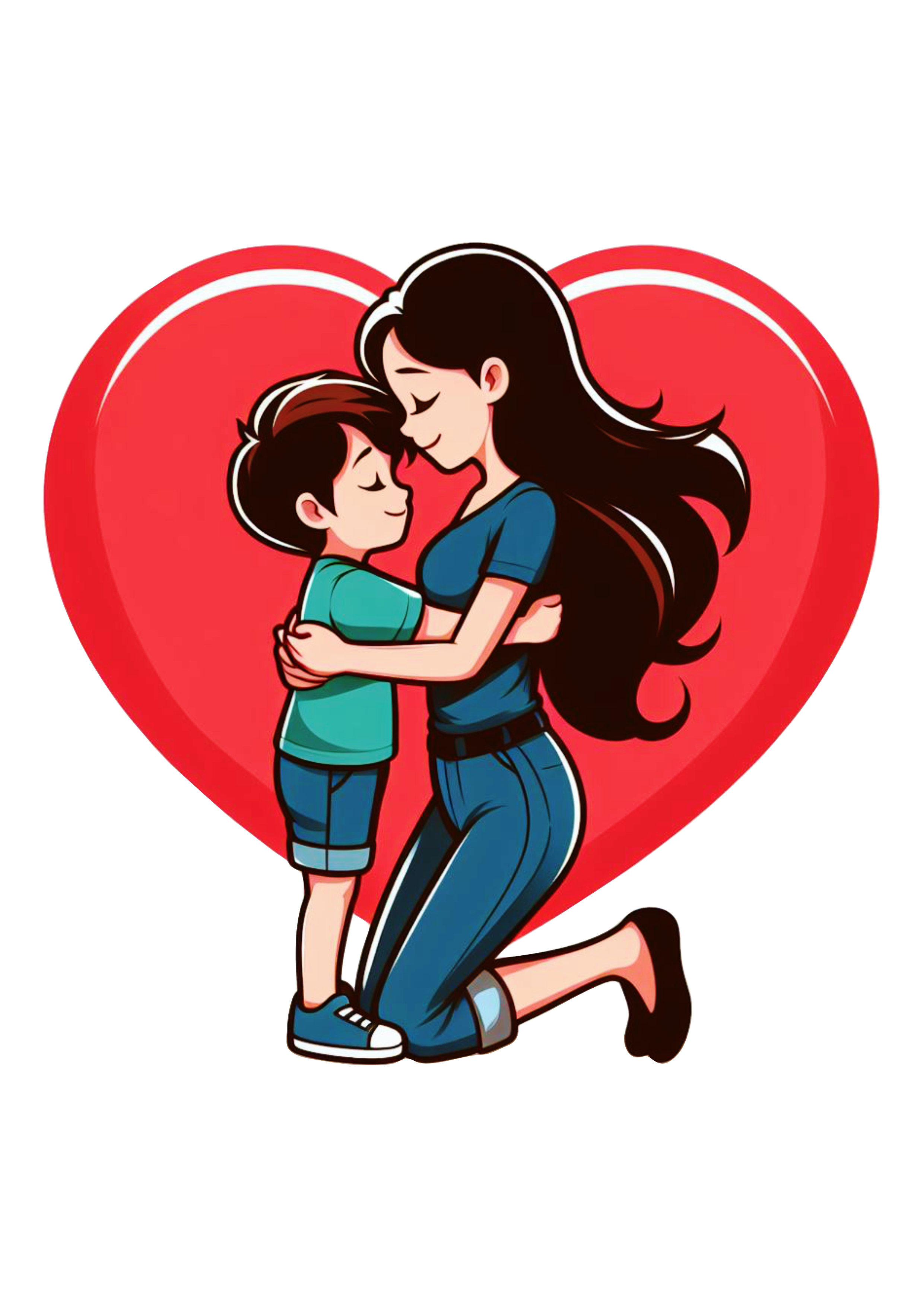 Dia das mães amor desenho infantil fundo transparente coração png