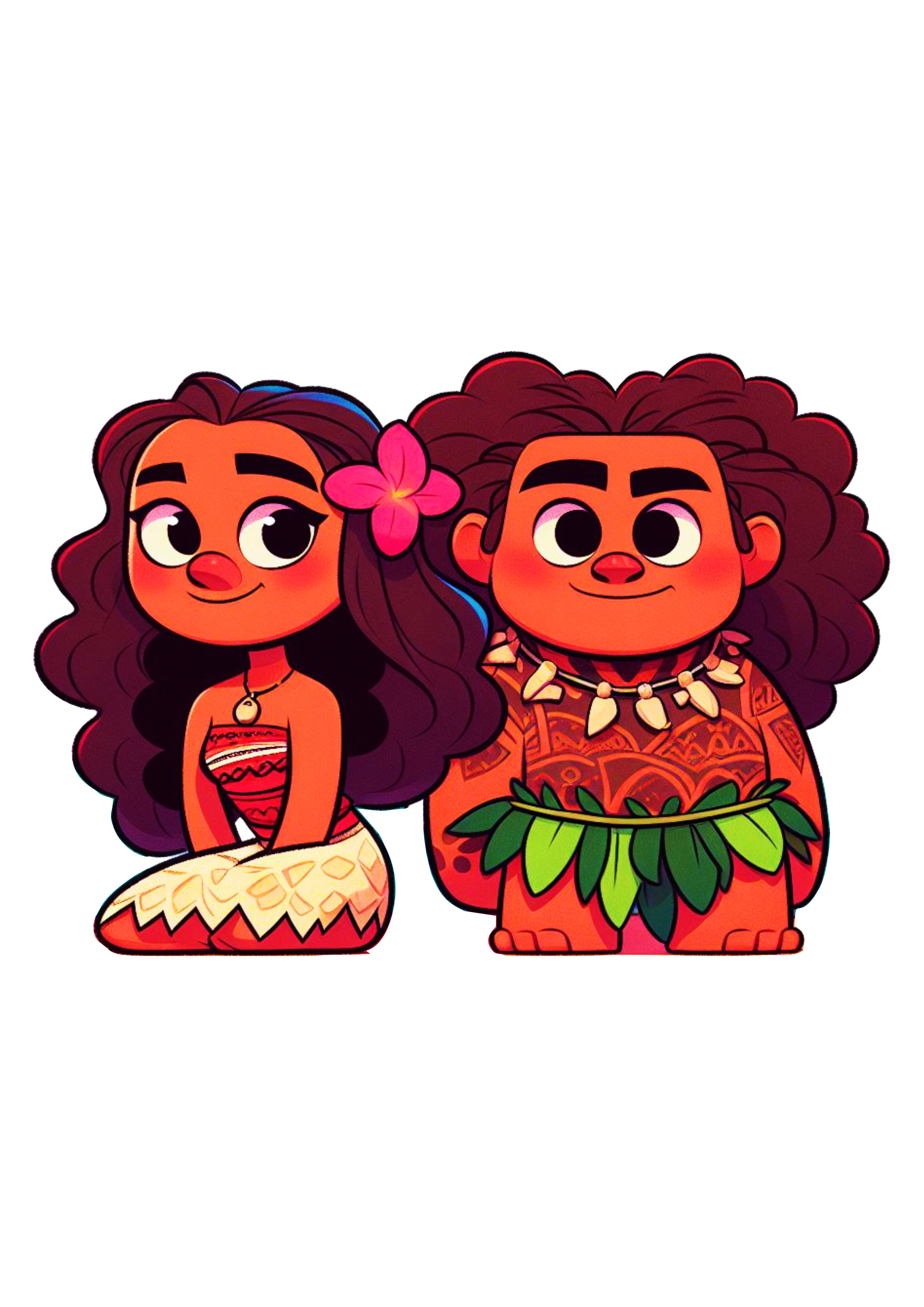 Desenho infantil Moana e Maui cartoon fundo transparente clipart fofinho png