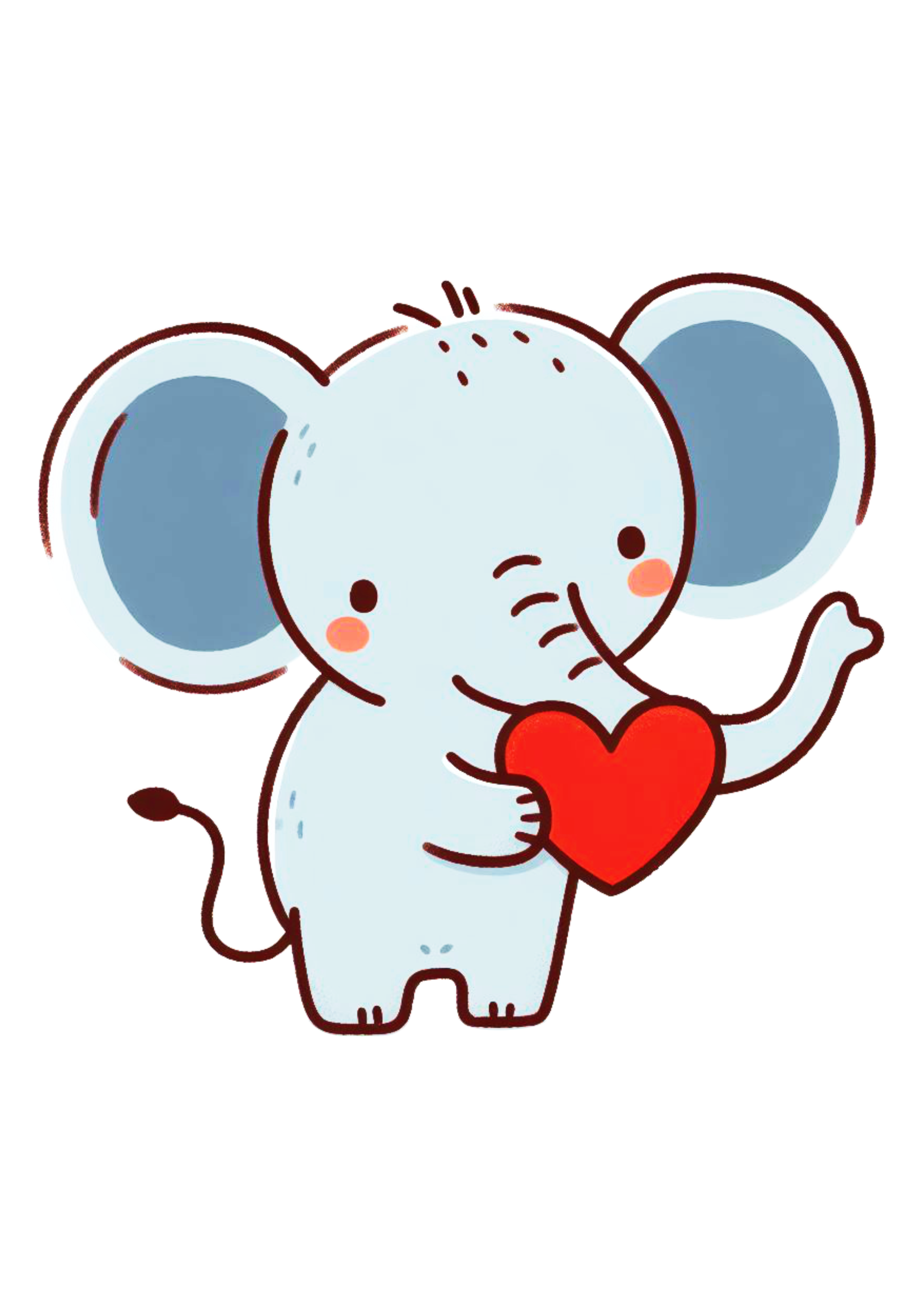 Elefante fofinho com coração fundo transparente png