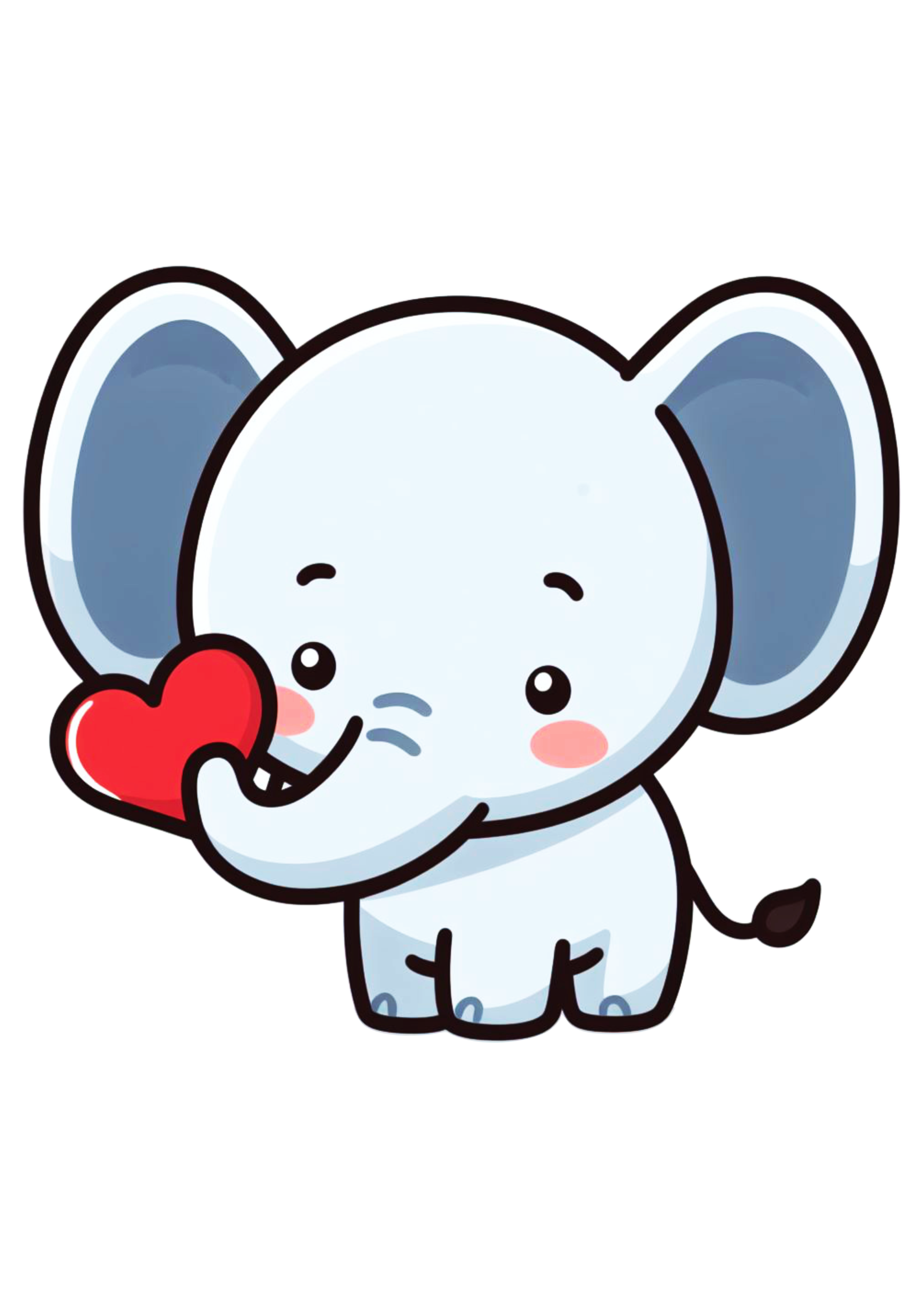 Elefante fofinho com coração fundo transparente cute out png