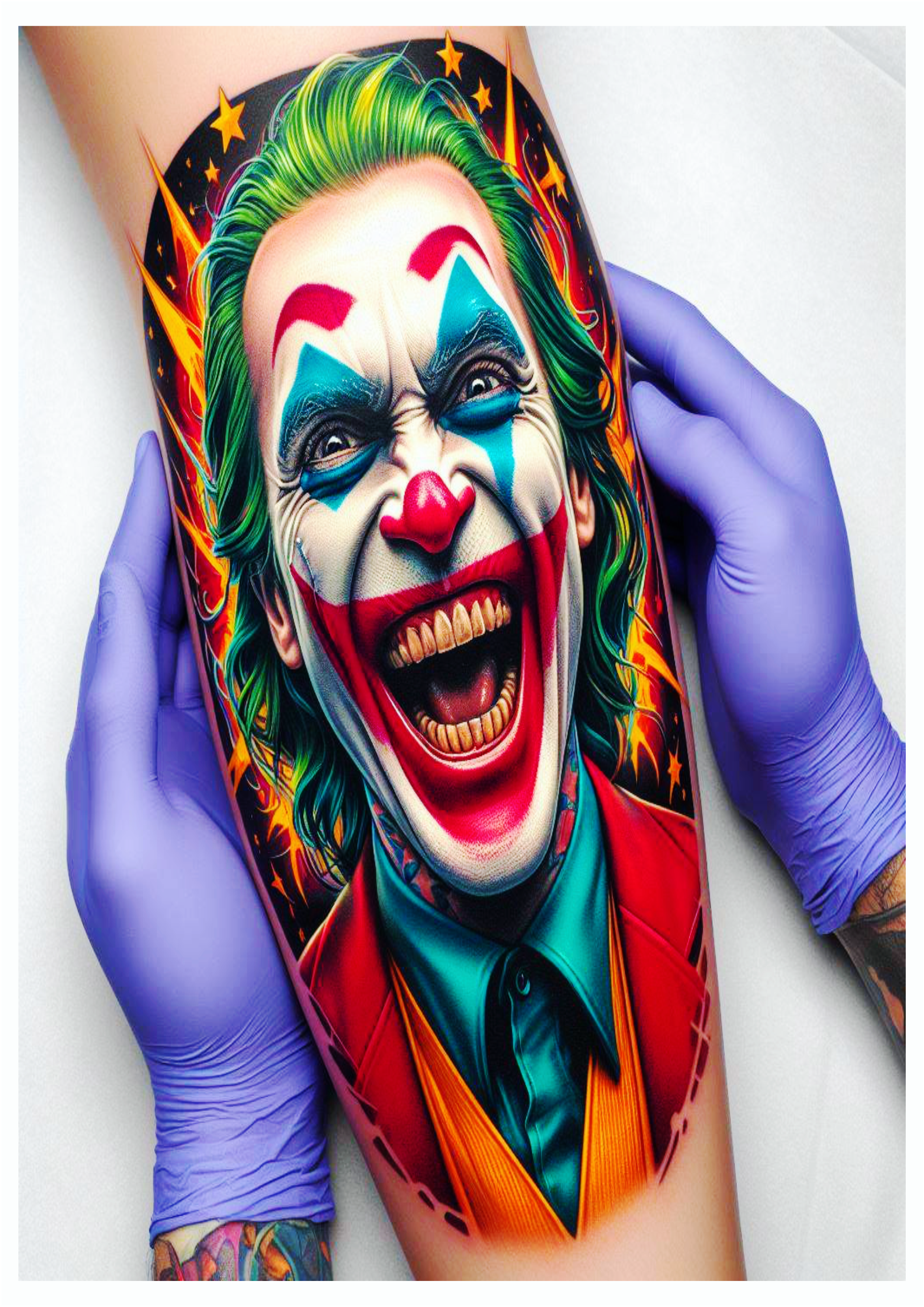 Ideias para tatuagens no braço tatoo Coringa Joker desenho colorido png