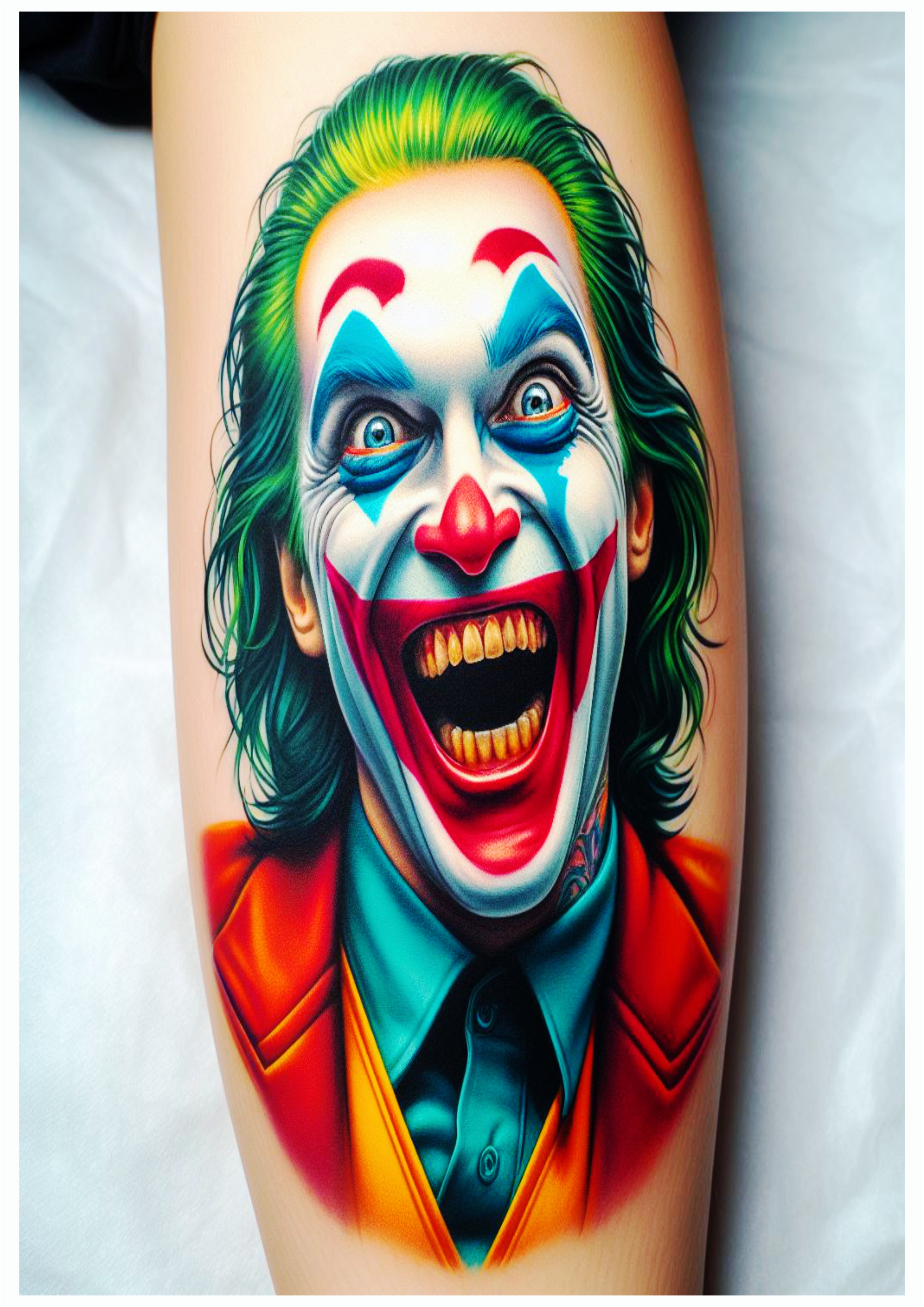 Ideias para tatuagens no braço tatoo Coringa Joker desenho colorido artes visuais png
