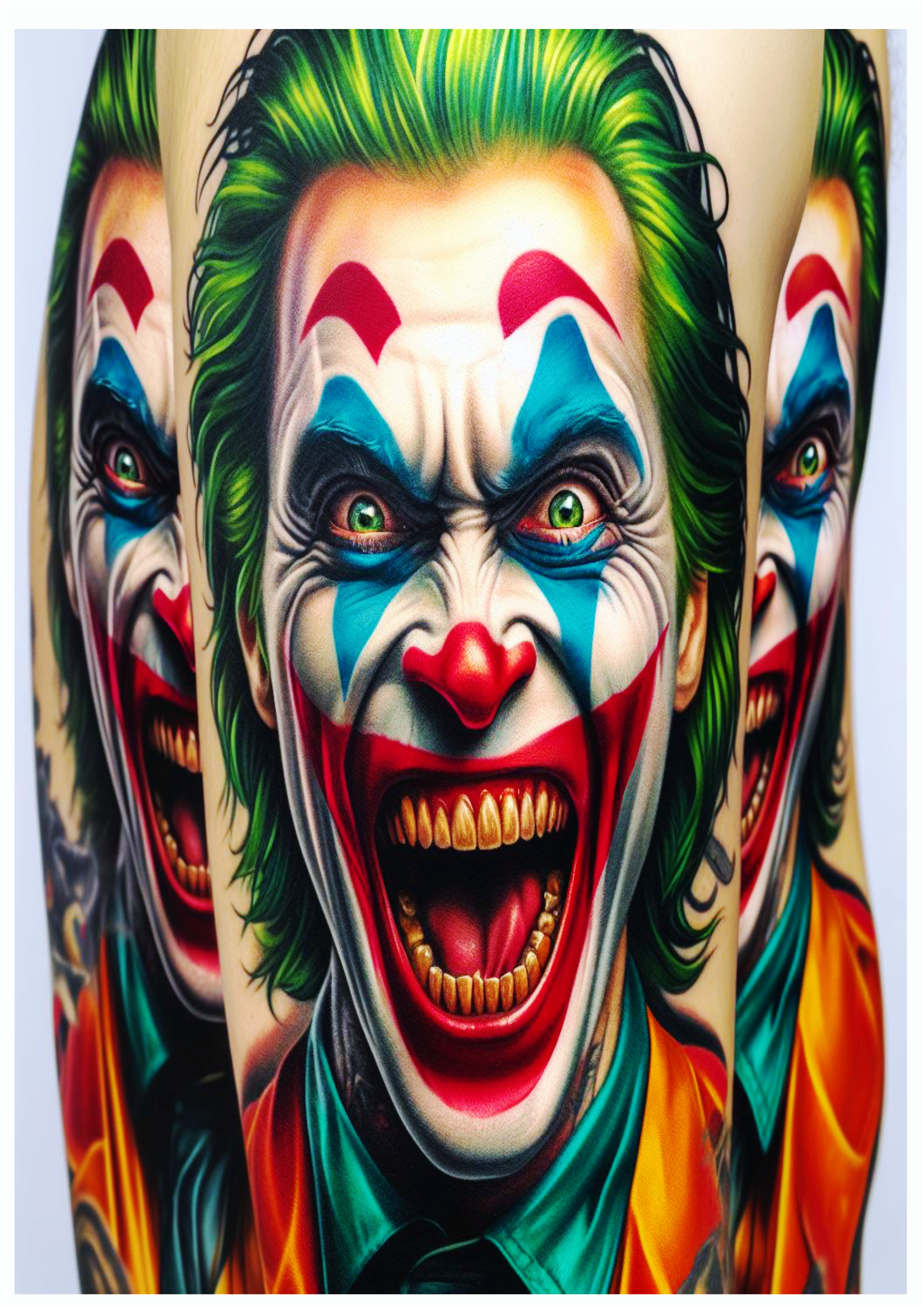 Ideias para tatuagens no braço tatoo Coringa Joker desenho colorido artes visuais grátis para imprimir png