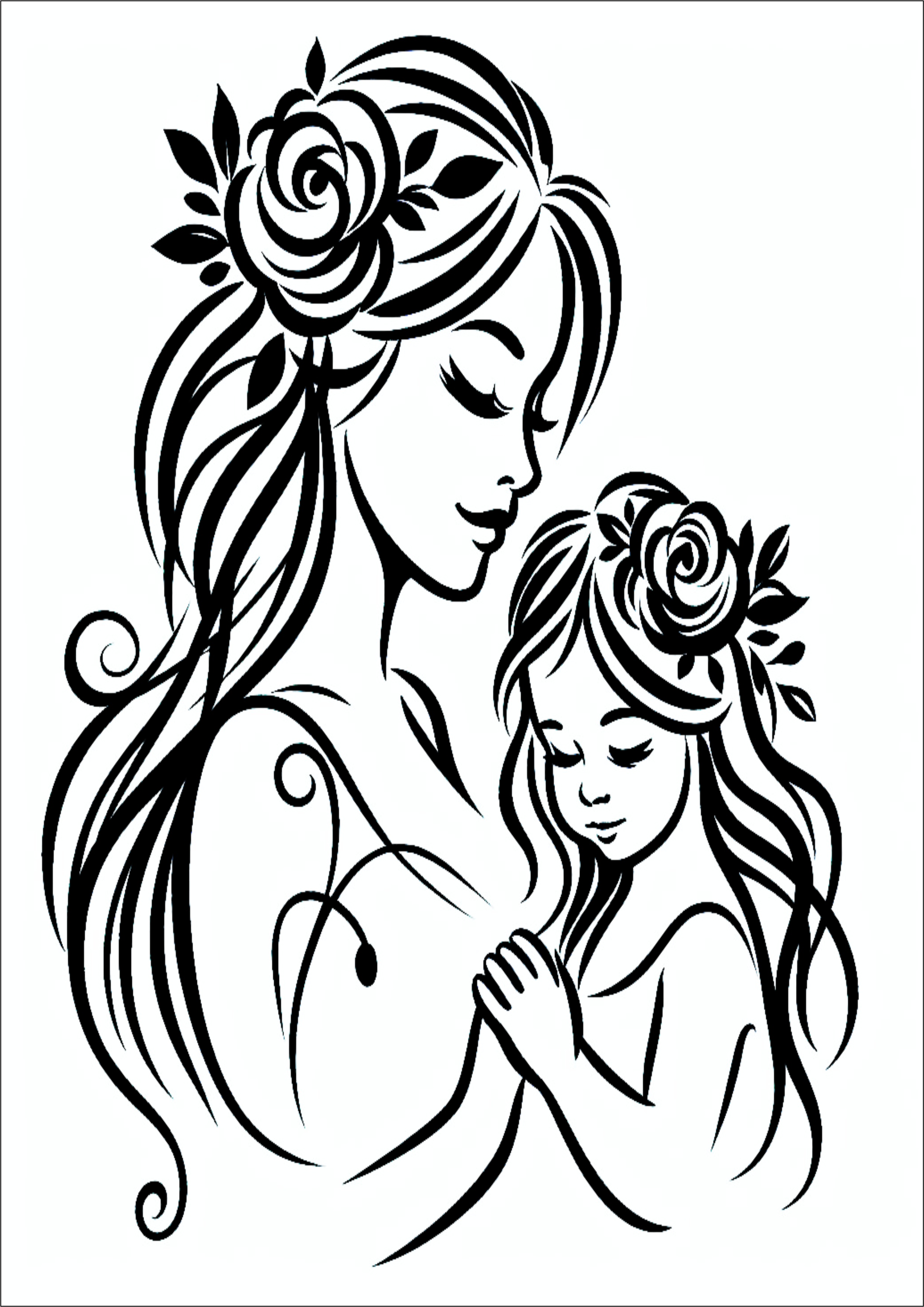 Dia das mães tatuagem desenho simples para imprimir mãe e filha png