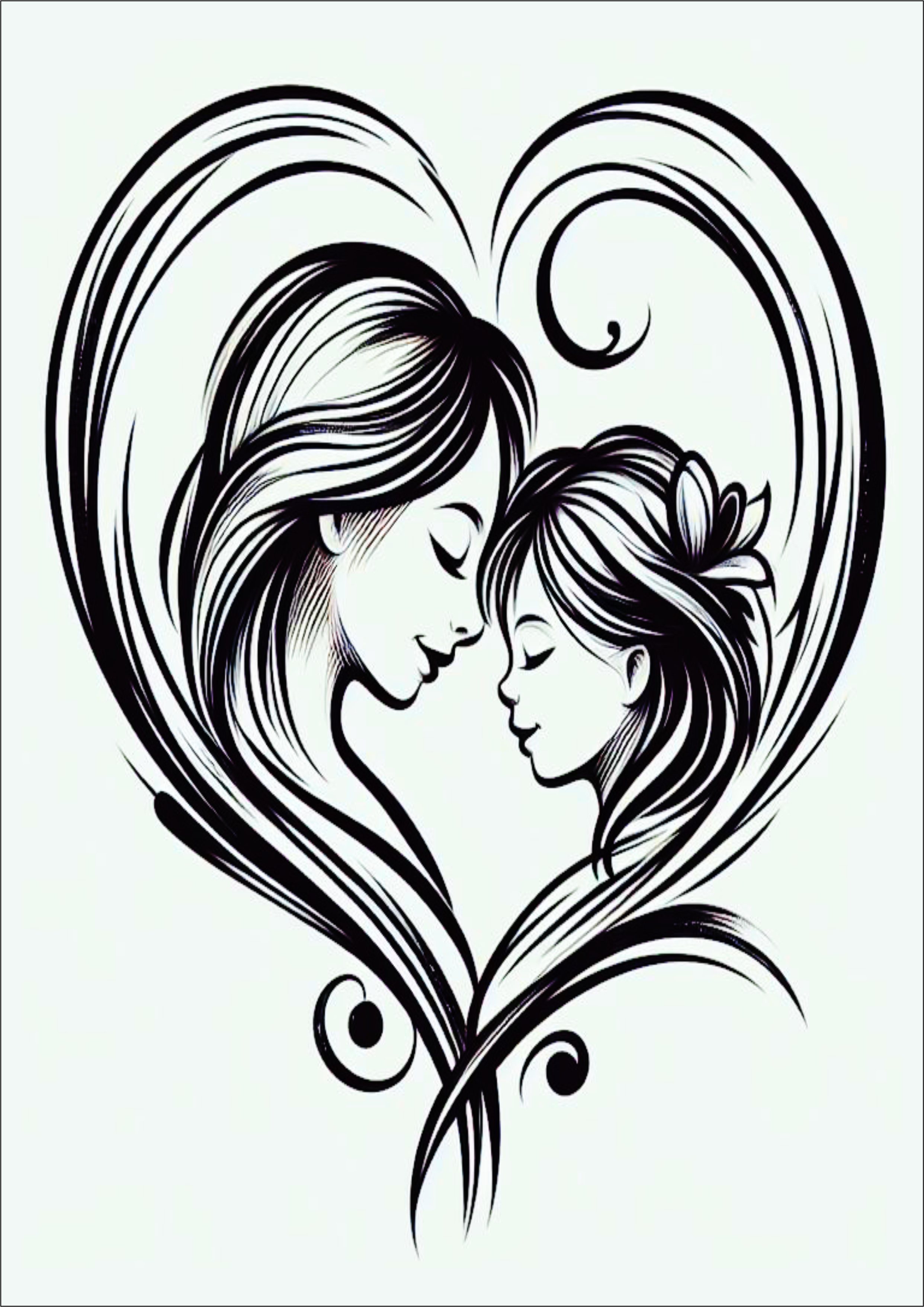 Tatuagem desenho grátis mãe e filha coração tatoo png