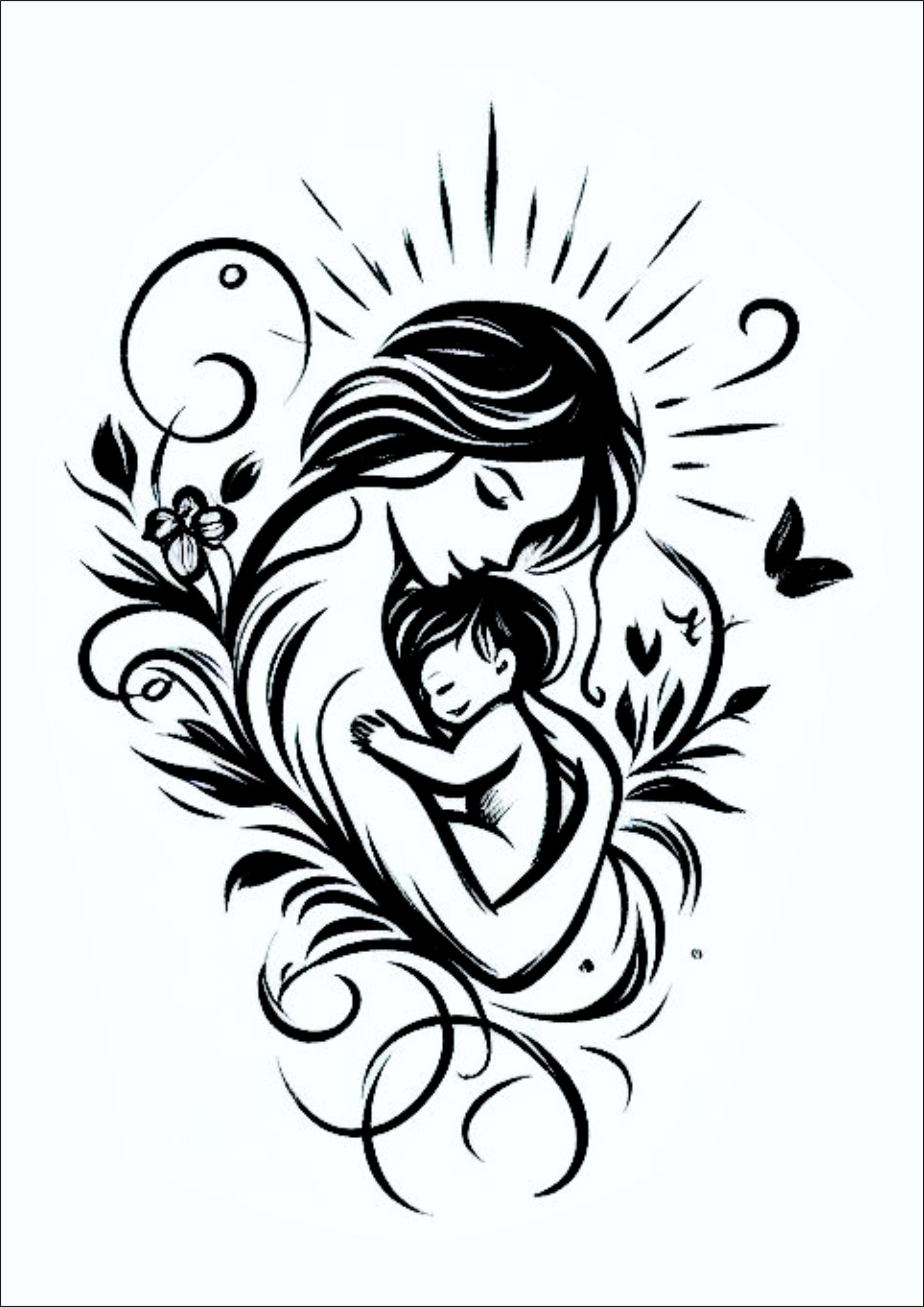 Tatuagem mãe e filho homenagem desenho simples bebê tatoo png