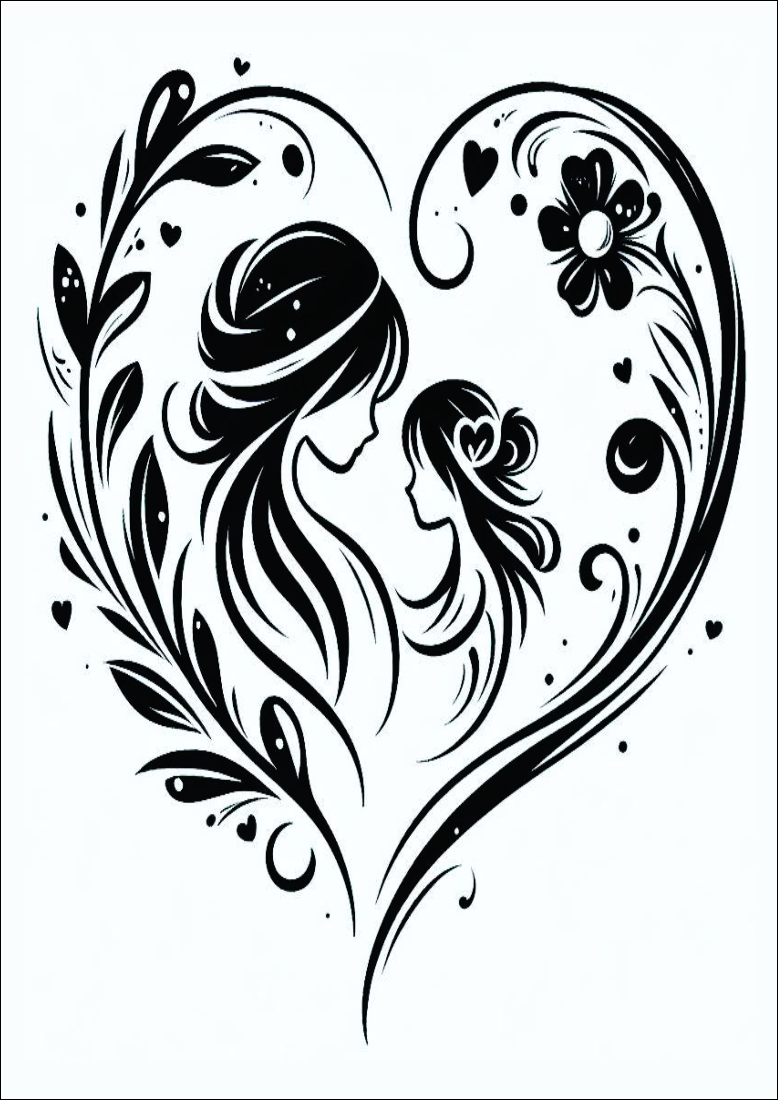 Tatuagem Mãe Filha Filho criança amor grátis para imprimir artes gráficas traços coração png