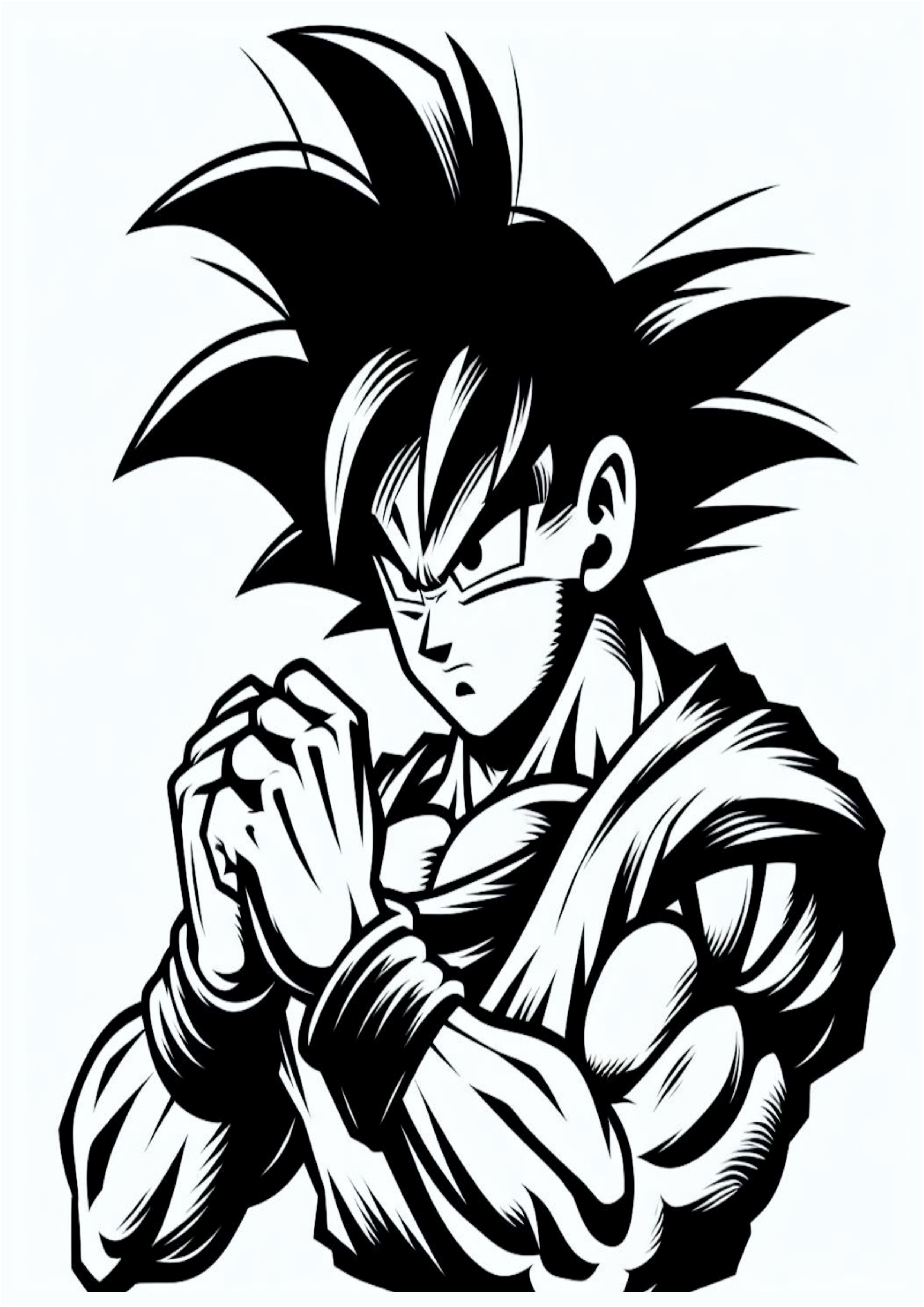 Dragon ball z ideias para tatuagem lutando guerreiro desenho simples Goku sério anime japonês png