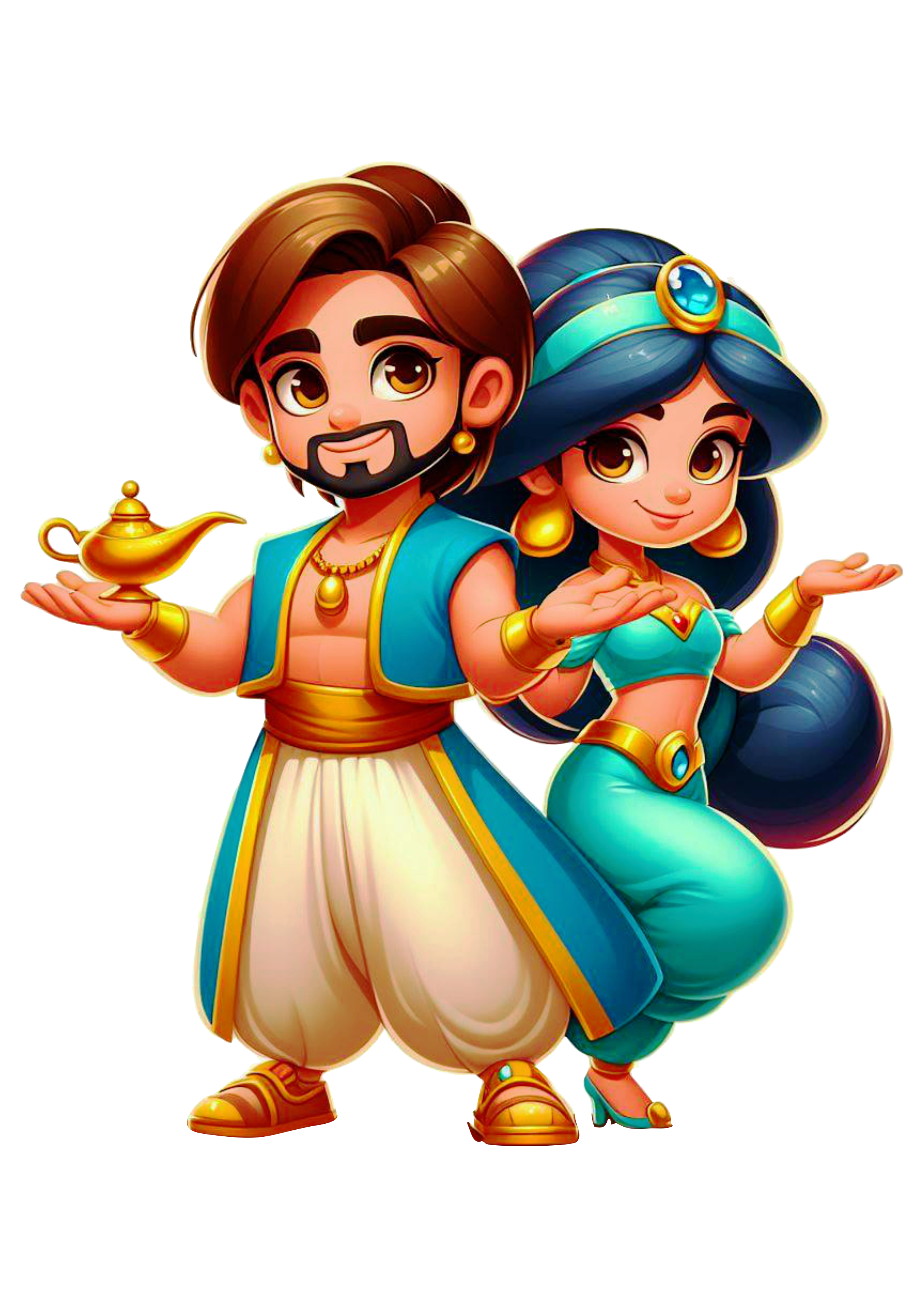 Aladdin e princesa Jasmine personagens disney fundo transparente png desenho infantil