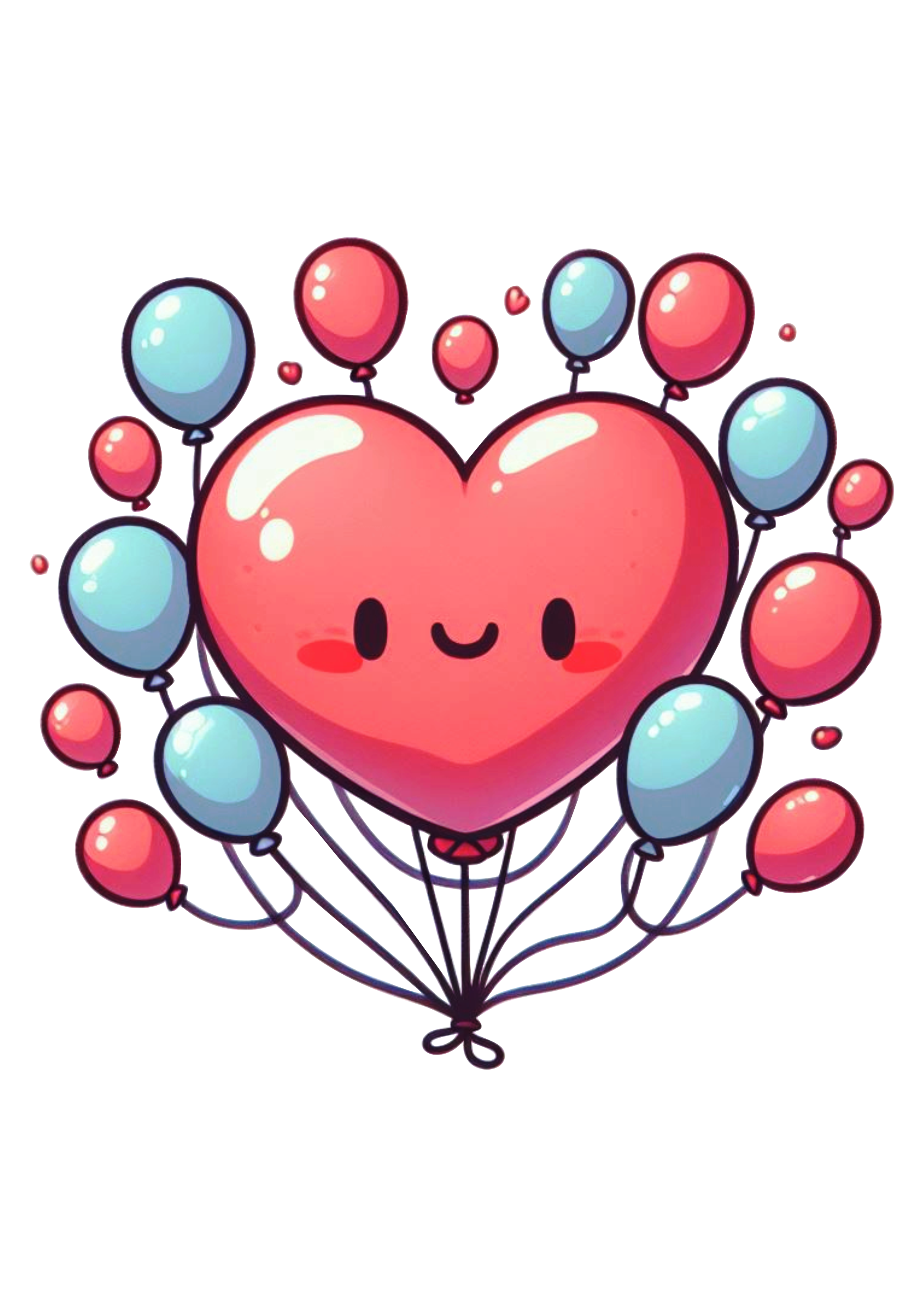 Balões desenho infantil em formato de coração  decoração fundo transparente para designers clipart ilustração png
