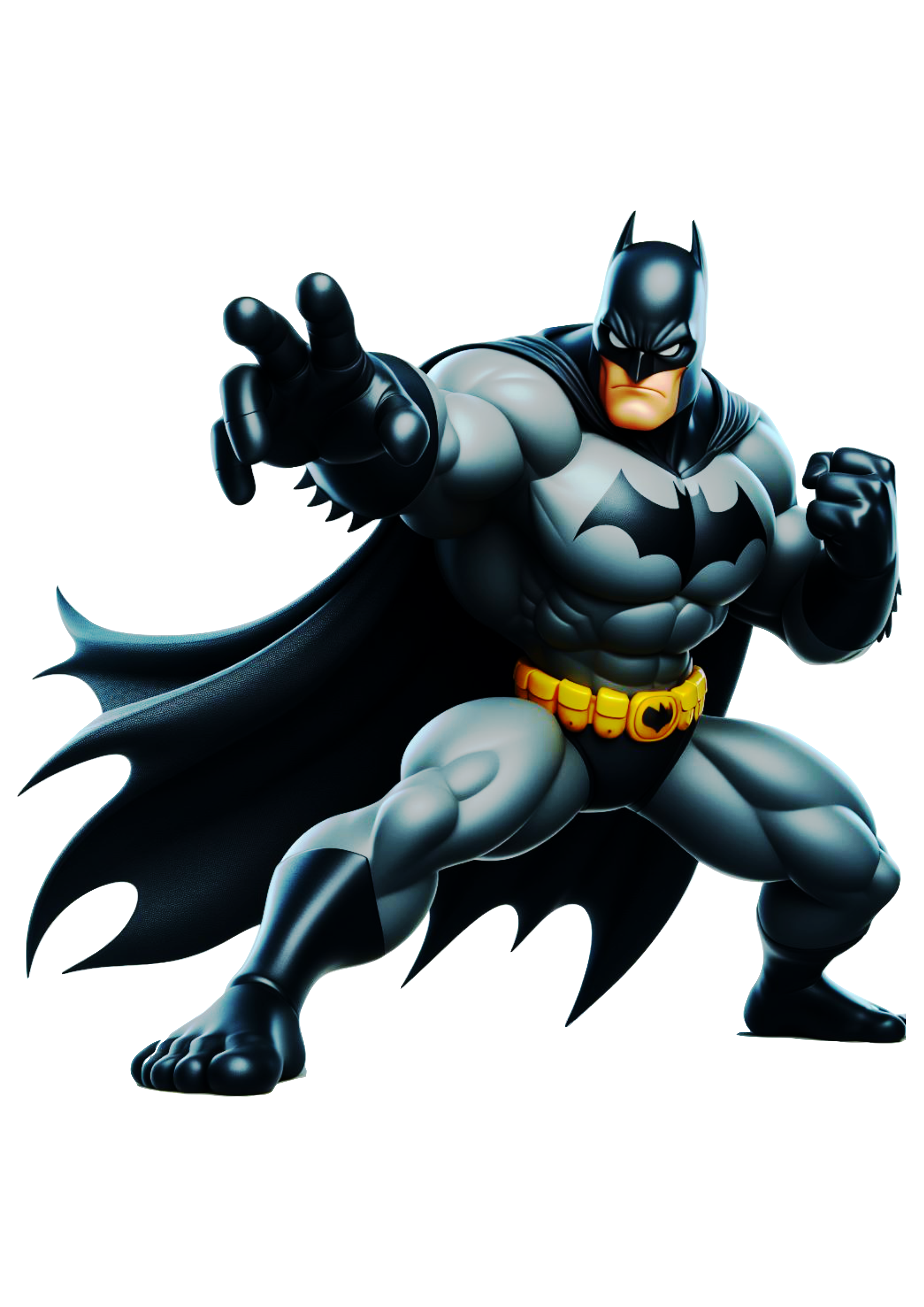 Batman png Super-herói desenho infantil clássico cartoon clipart em posição de luta