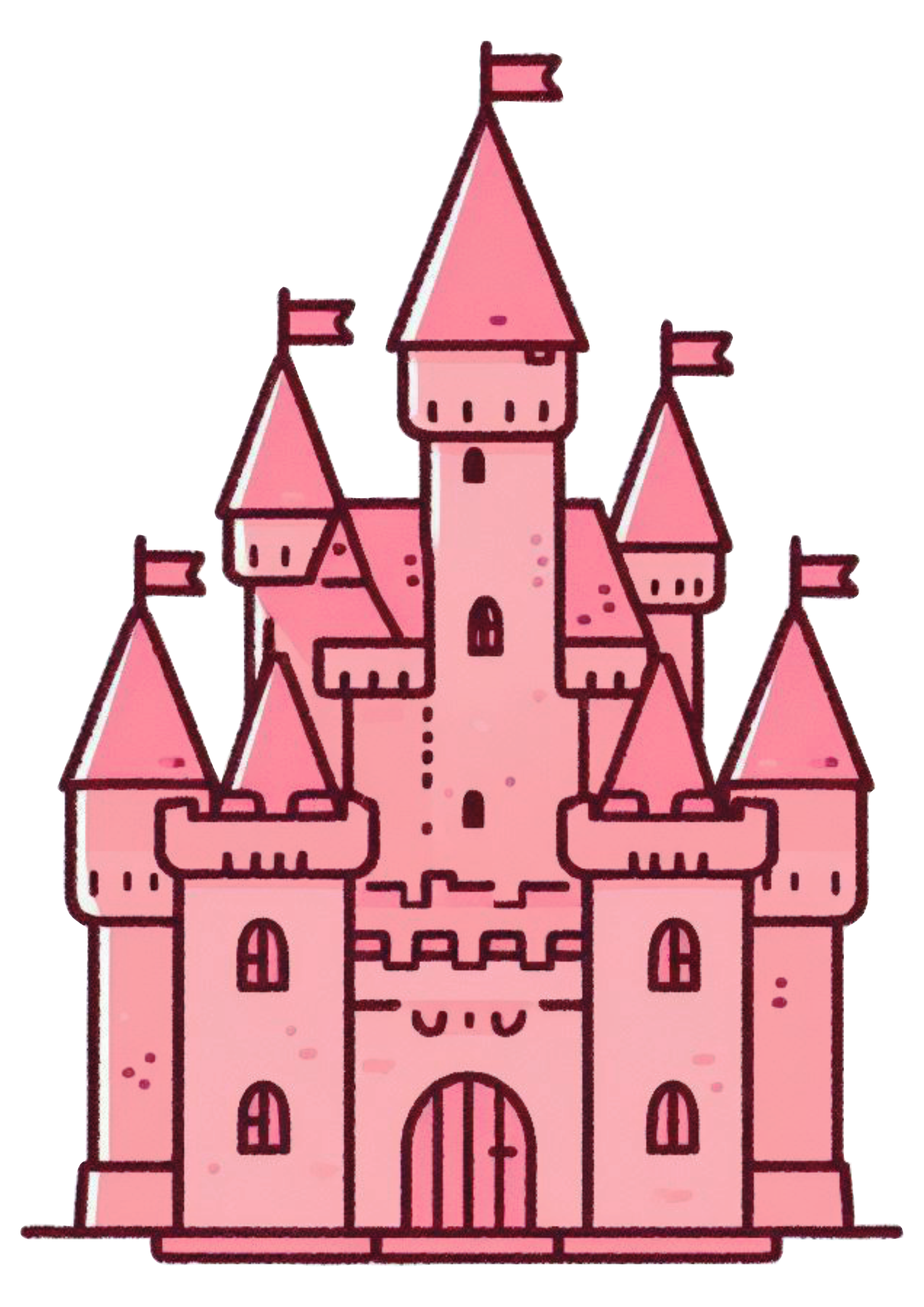 Castelo de princesa rosa png desenho colorido