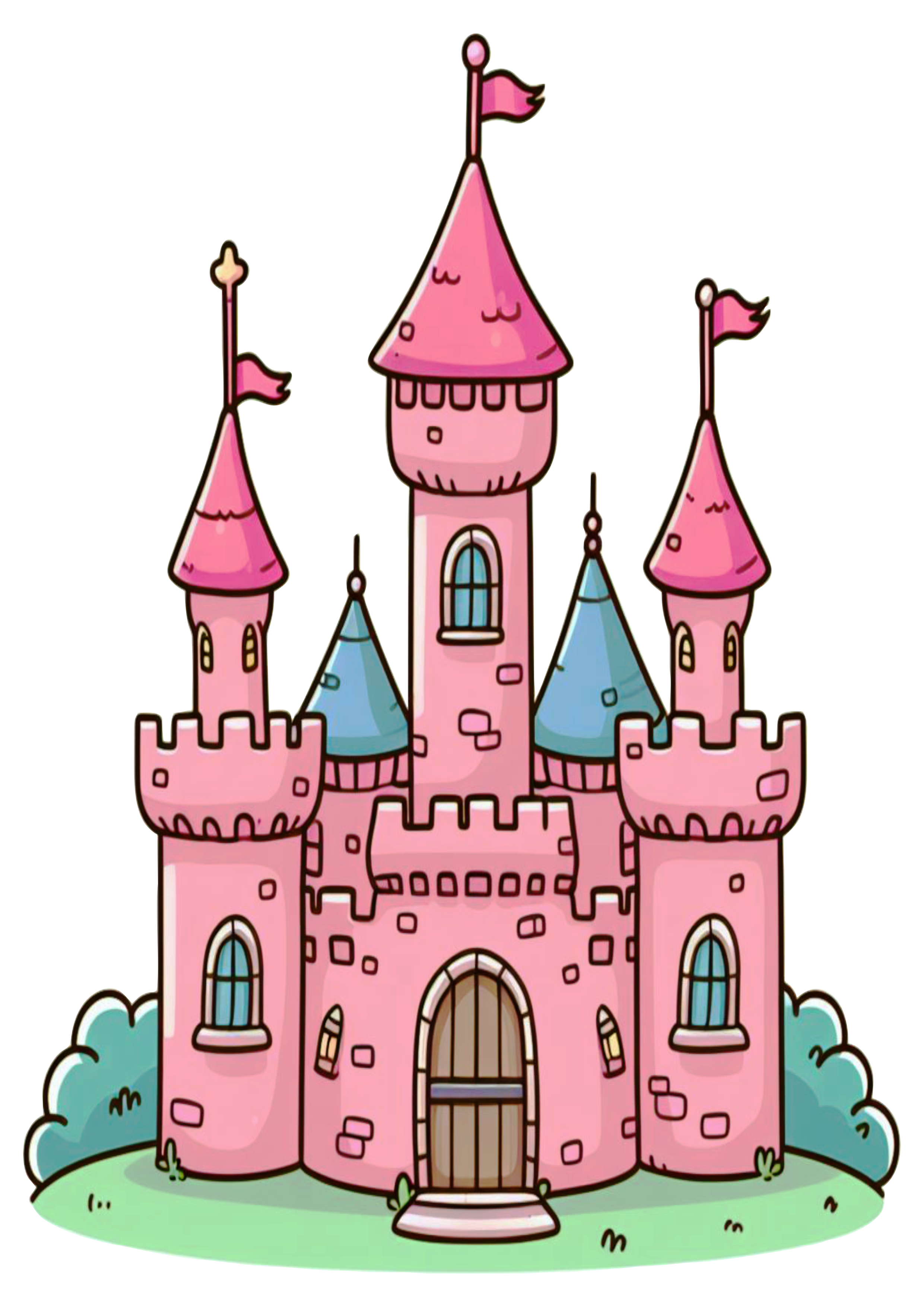 Castelo de princesa rosa png desenho colorido fundo transparente
