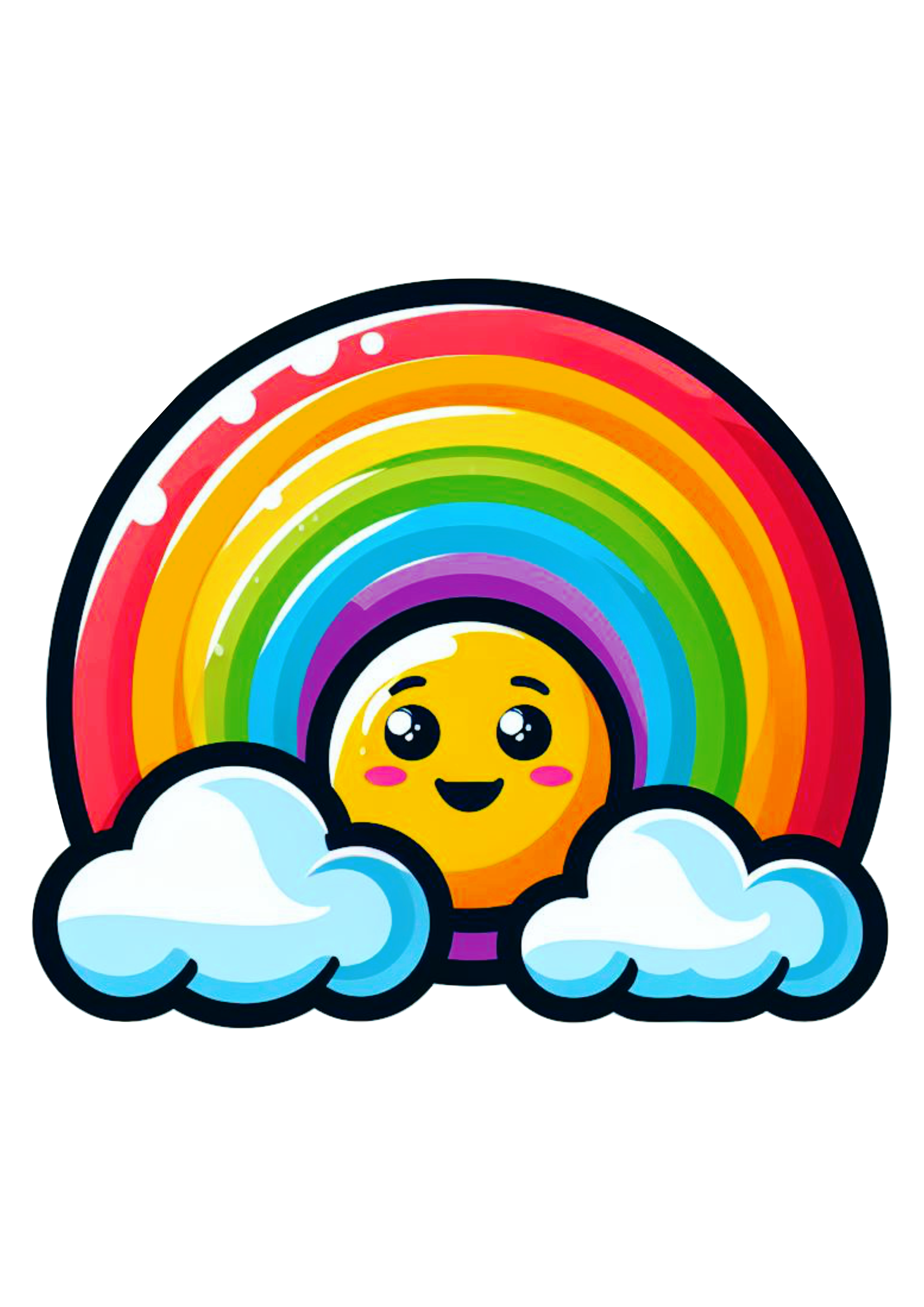 Arco-íris chuva de amor desenho fofinho colorido fundo transparente png