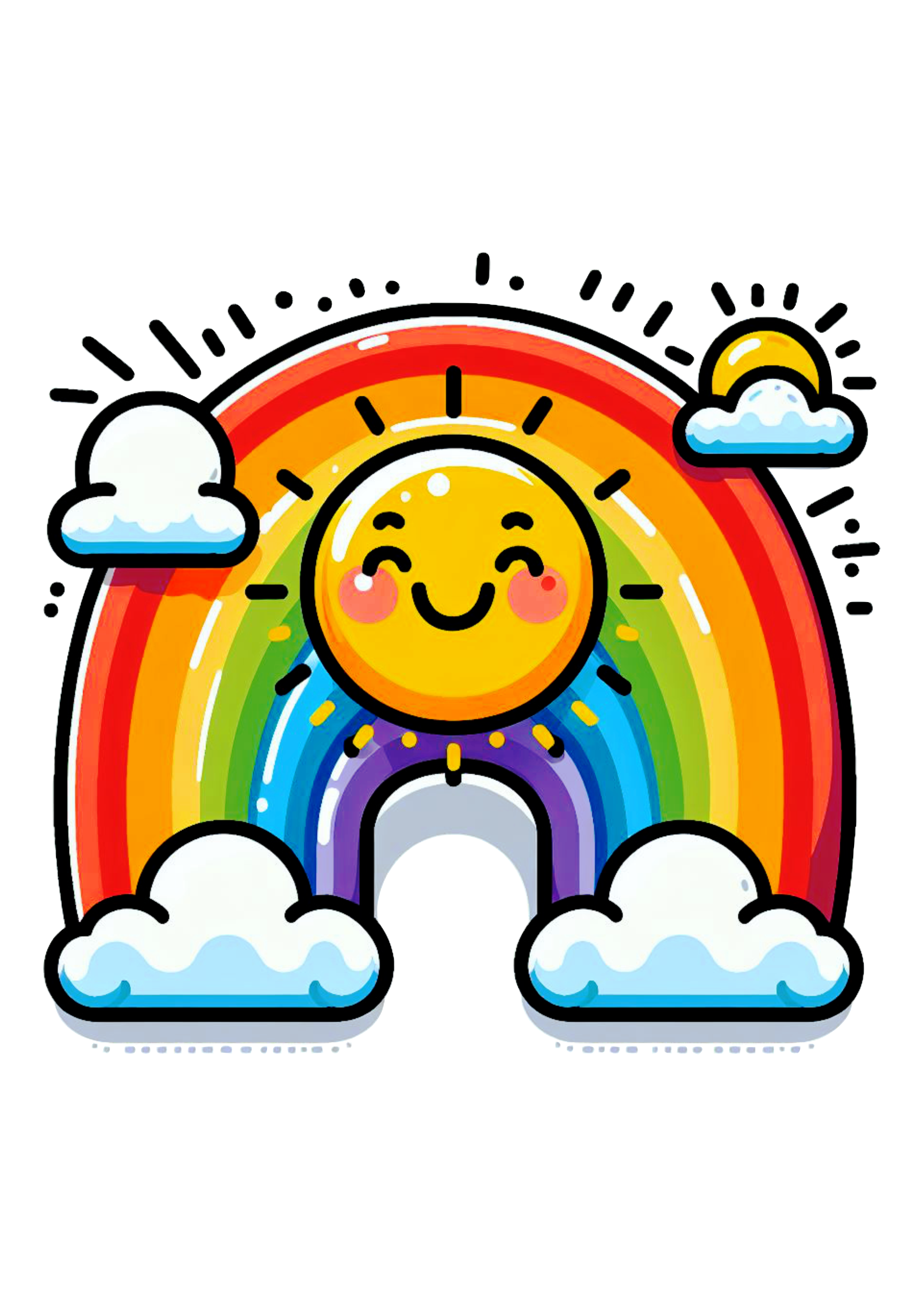 Arco-íris chuva de amor desenho fofinho colorido fundo transparente clipart png