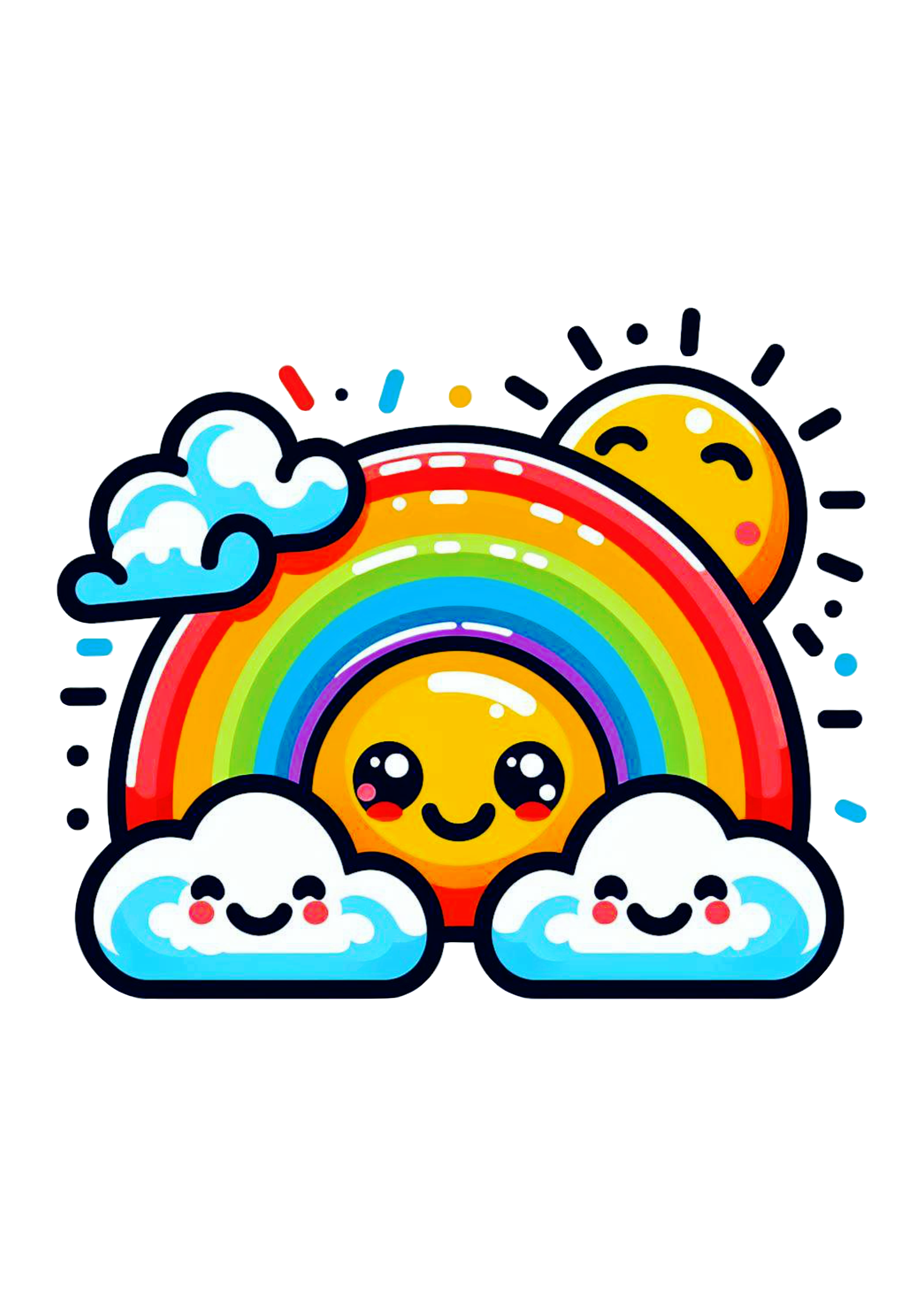 Arco-íris chuva de amor desenho fofinho colorido fundo transparente vetor png