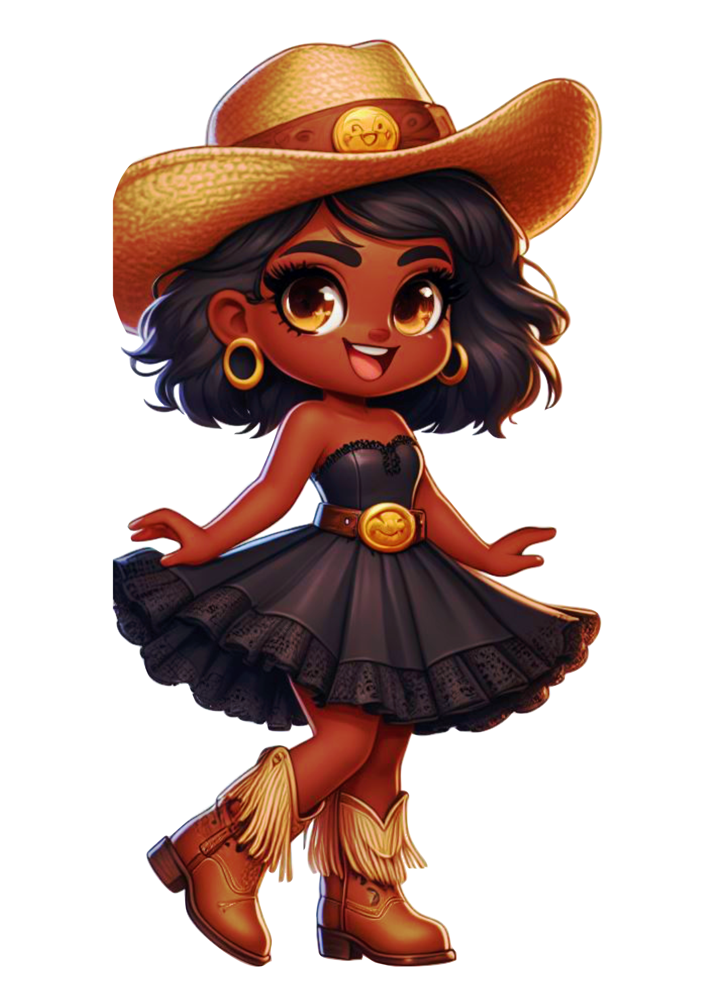 Pack of images Festa Junina São João girl in dress and braids hat and boots cute drawing free png