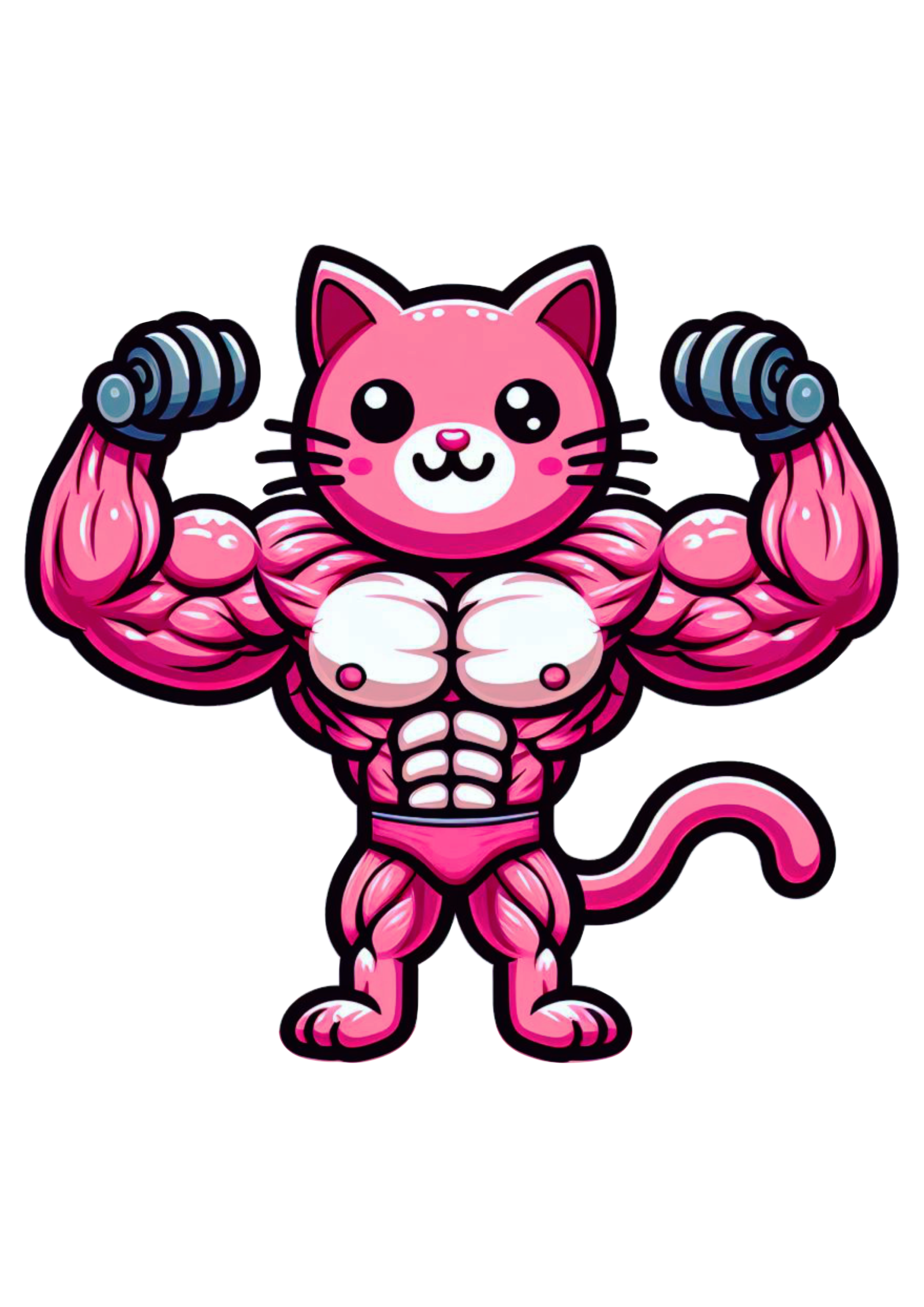 Desenho engraçado Hello Kitty maromba png musculação fundo transparente free download