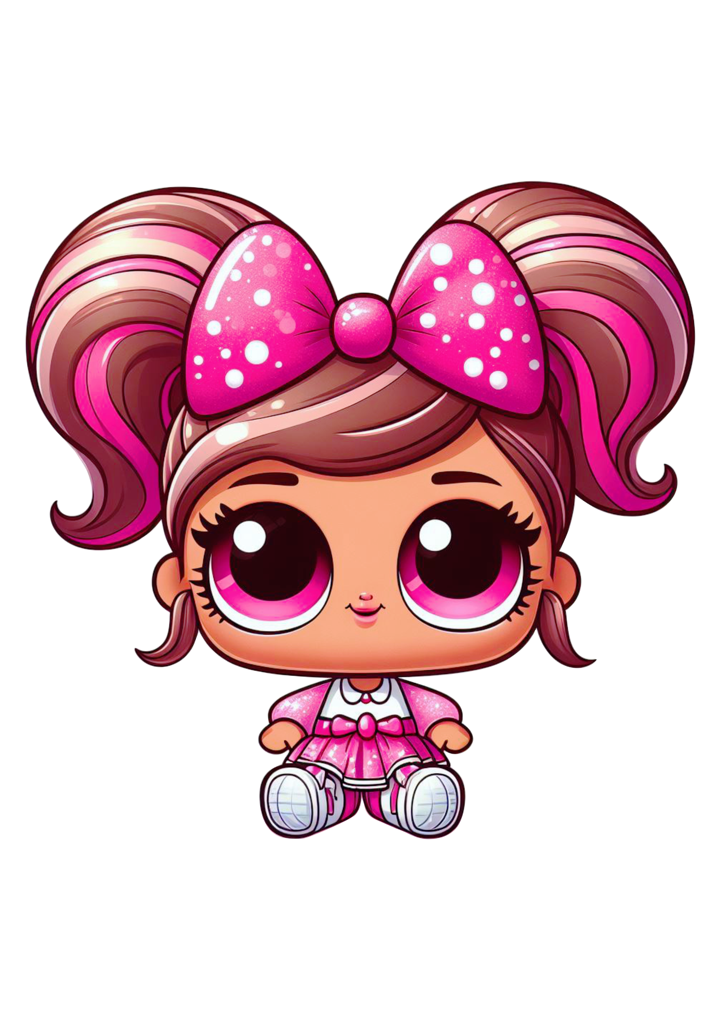 Lol Surprise png boneca rosa fofinha brinquedo roupinha brilhante cabelo bonito lacinho