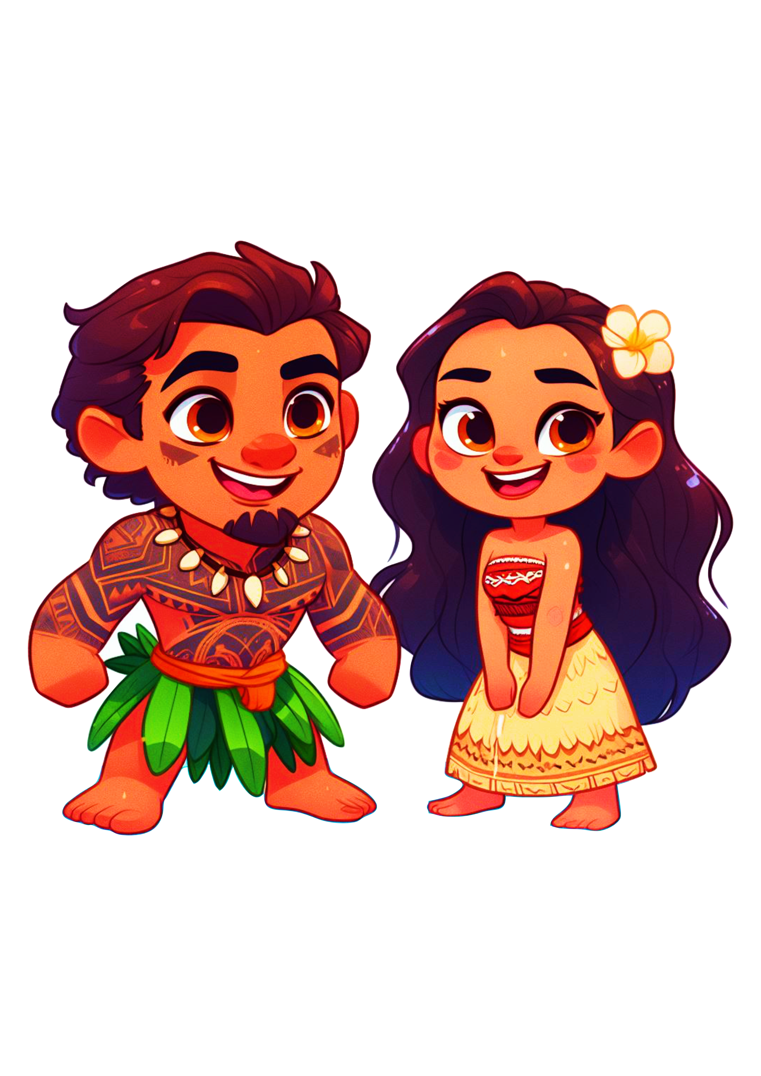 Moana e Maui desenho simples personagens Disney animação infantil fundo transparente png