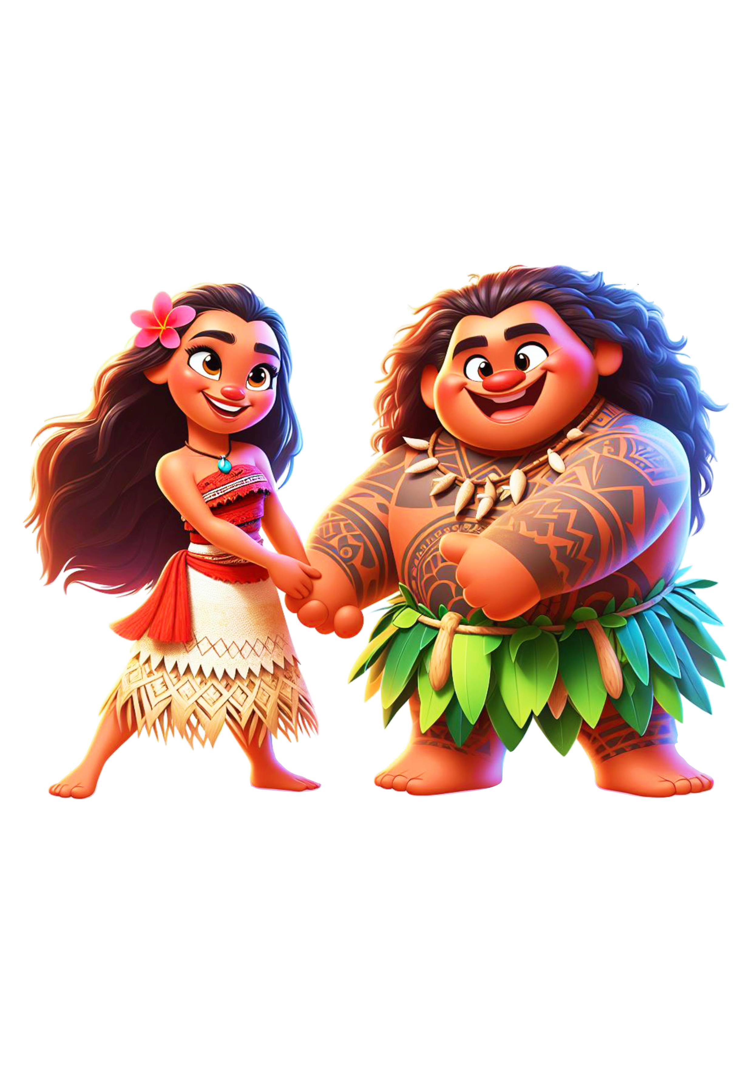 Moana e Maui desenho simples personagens Disney animação infantil fundo transparente clipart png