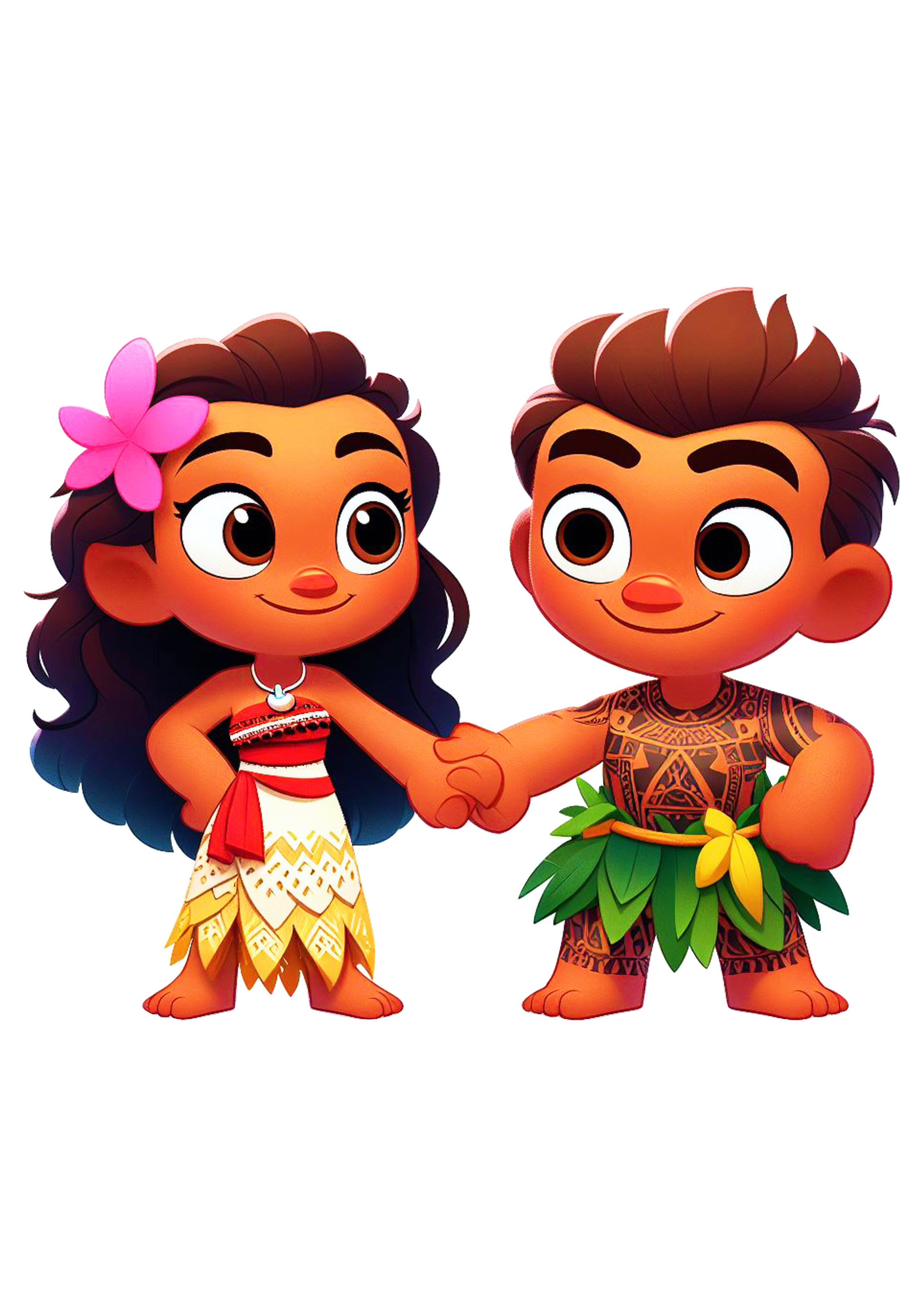 Moana e Maui desenho simples personagens Disney animação infantil fundo transparente clipart vetor ilustração png
