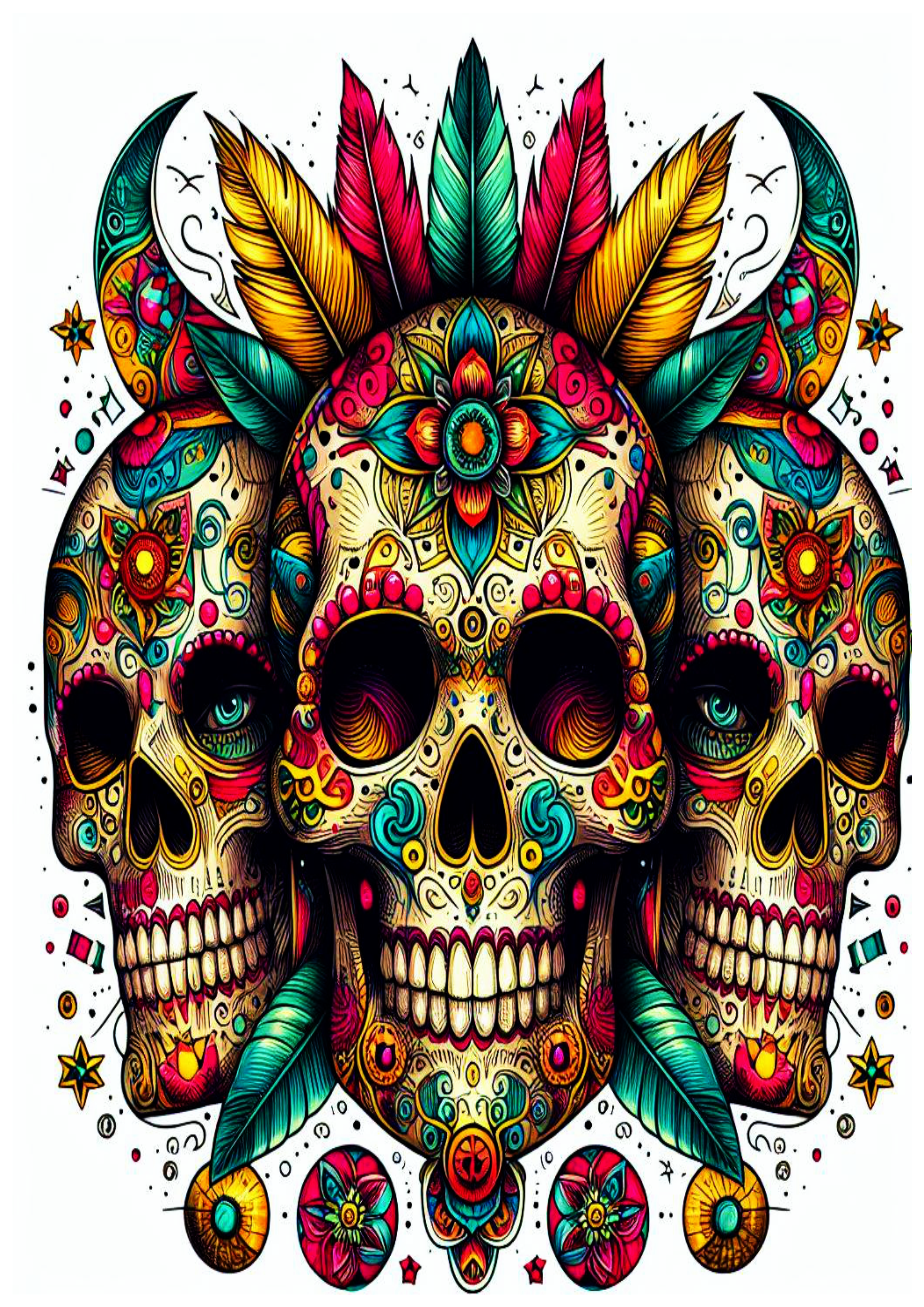 Ideias para tatuagem crânio caveira colorida skull png free download