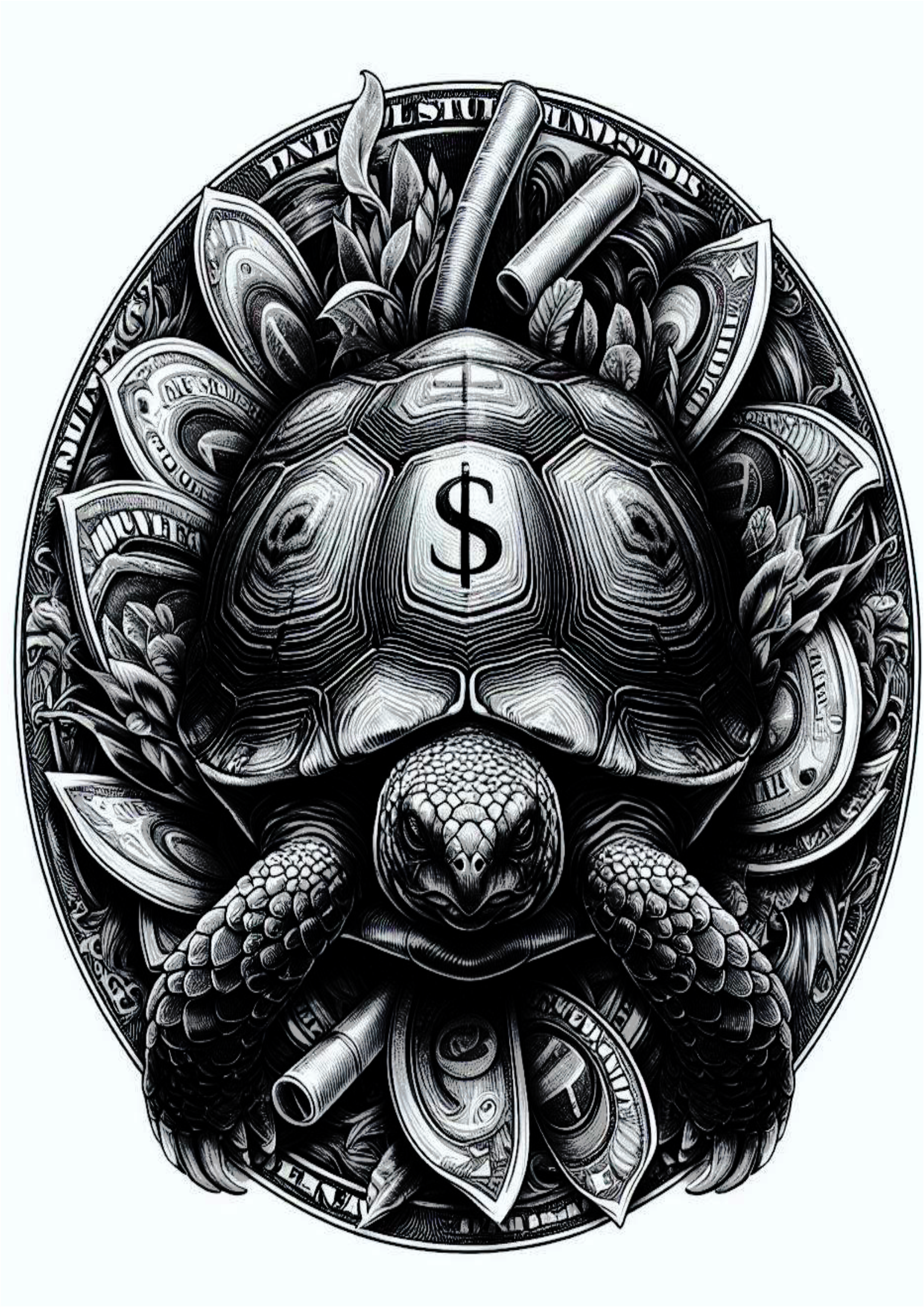 Ideias para tatuagem animais realista tartaruga money dólar png