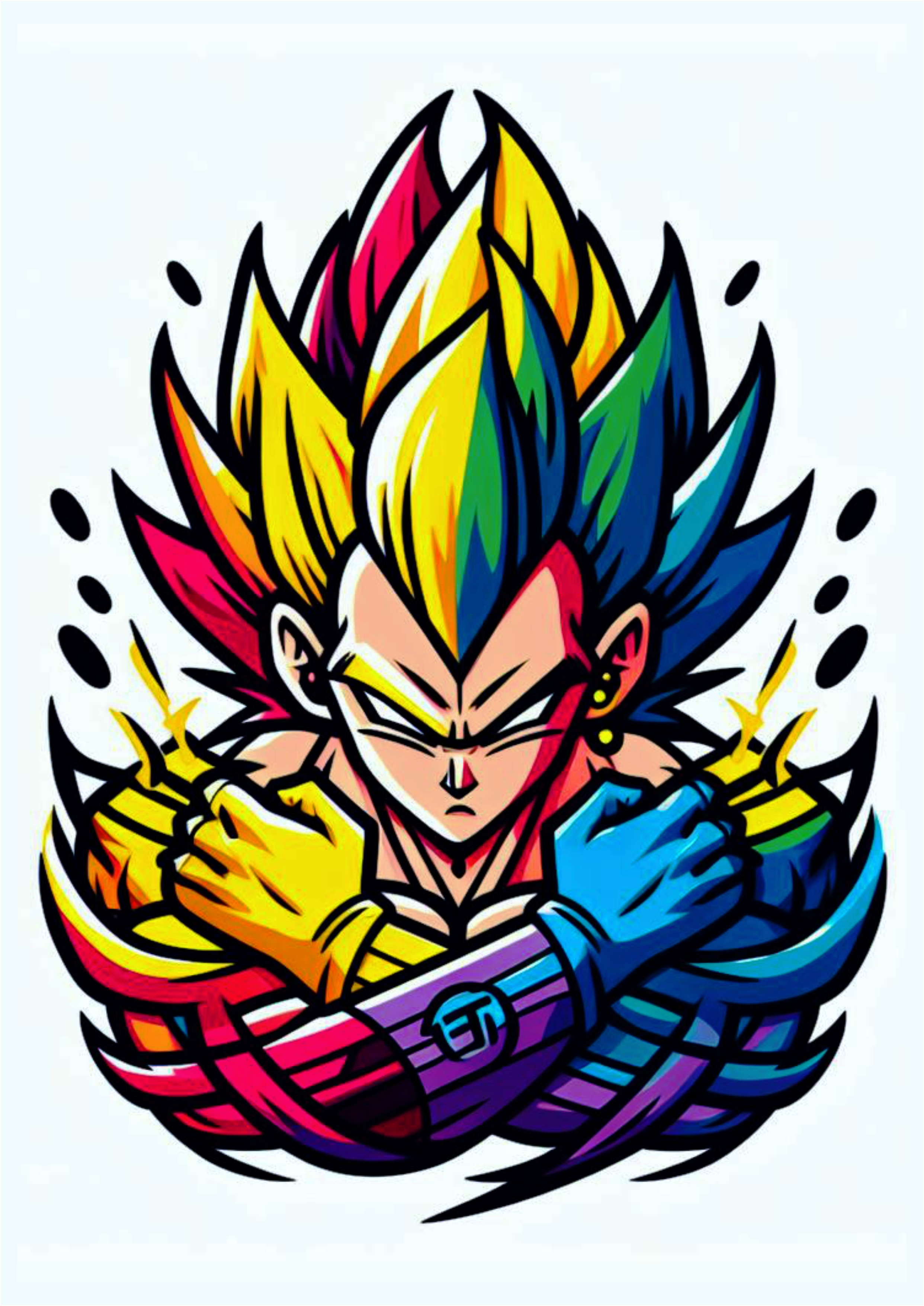 Dragon ball Z Vegeto png desenho colorido tatuagem temporária no braço png anime aquarela