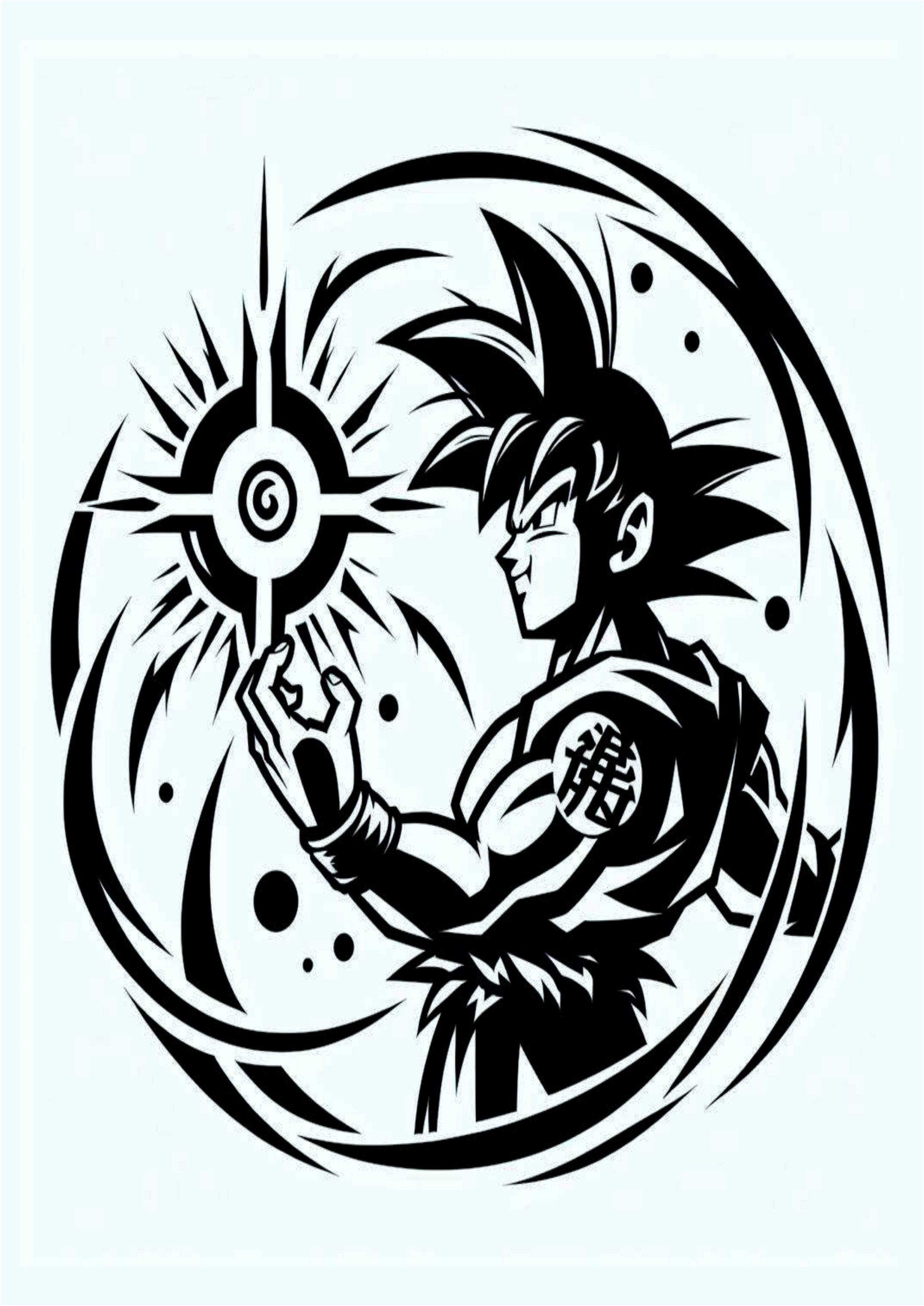 Anime japonês Dragon Ball Z desenho simples para tatuagem png Goku