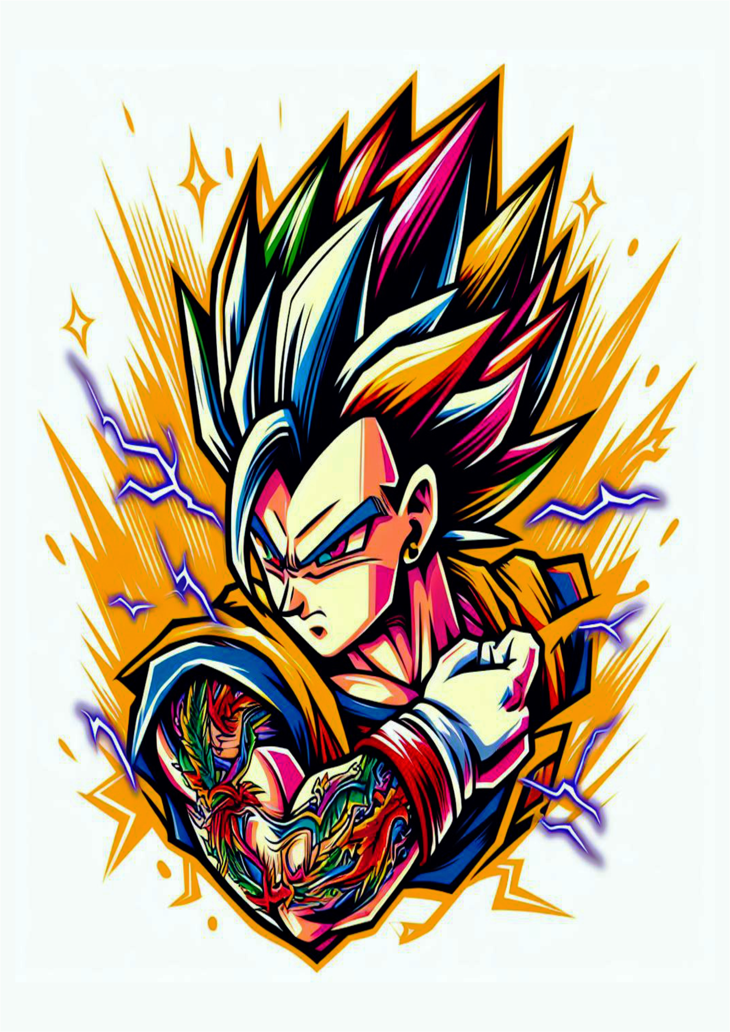 Desenho de Dragon ball Z Goku colorido feito a mão ideia para tatuagem png