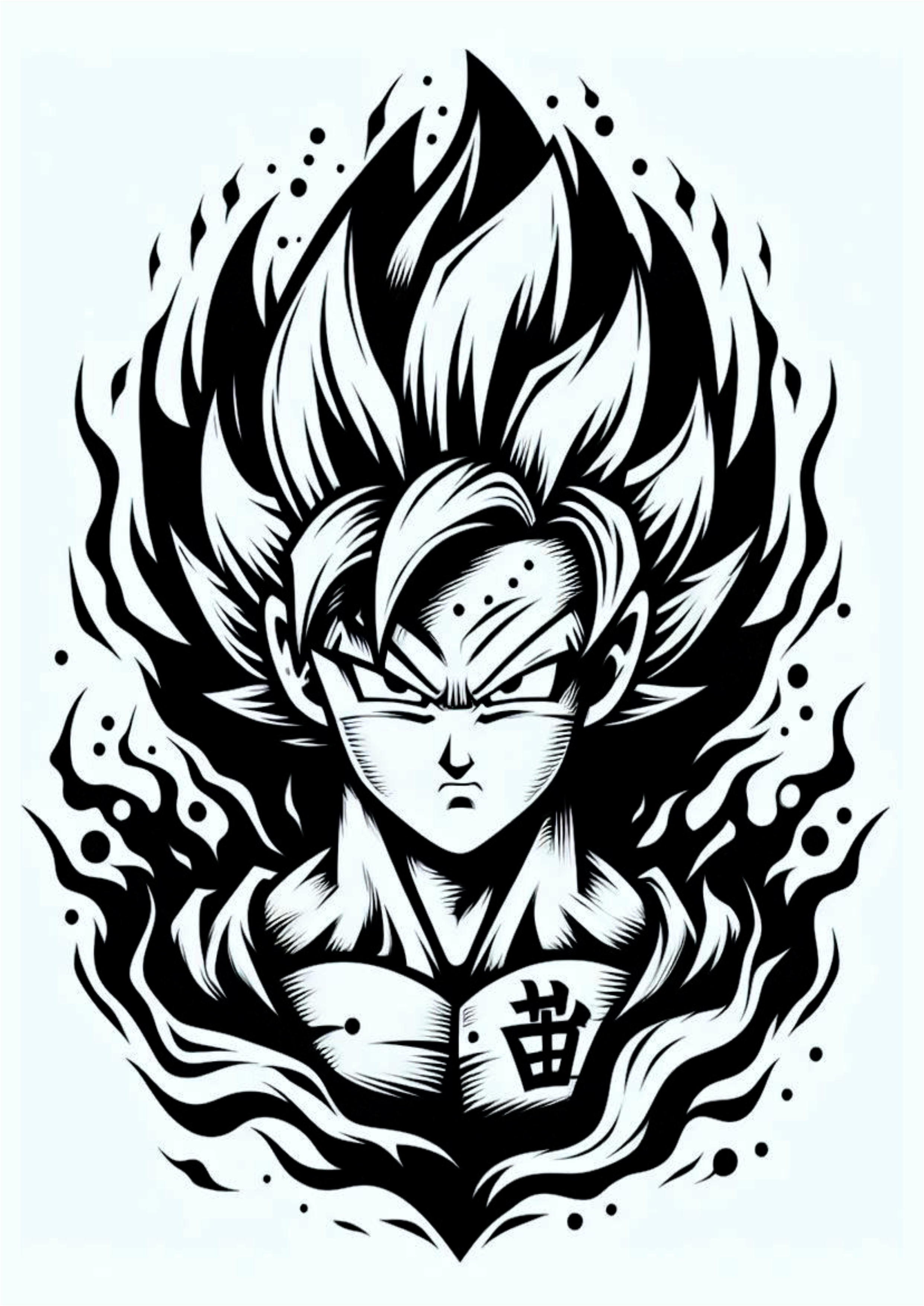 Desenho de Dragon ball Z Goku feito a mão ideia para tatuagem monocromática anime png