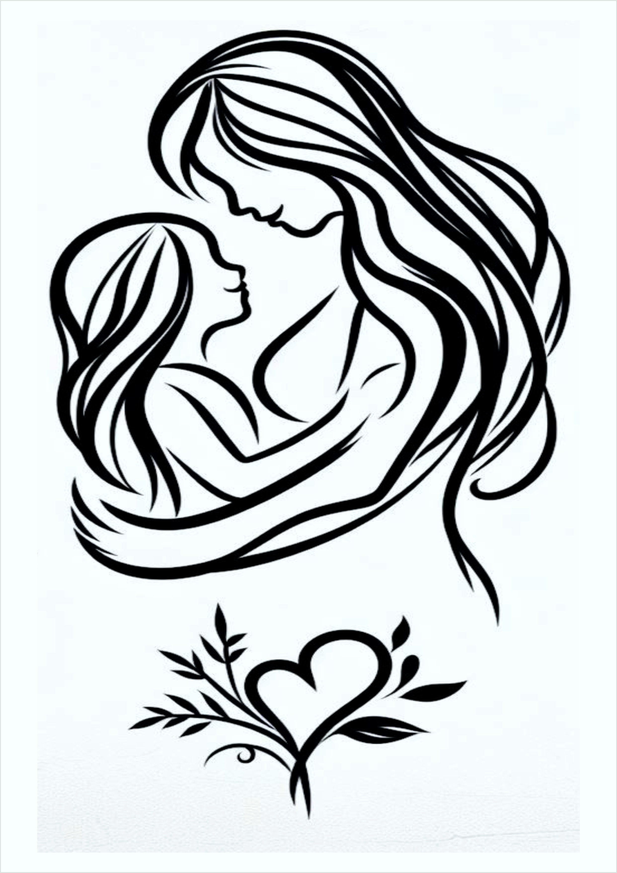 Simple drawing for female mother and daughter tattoo png images