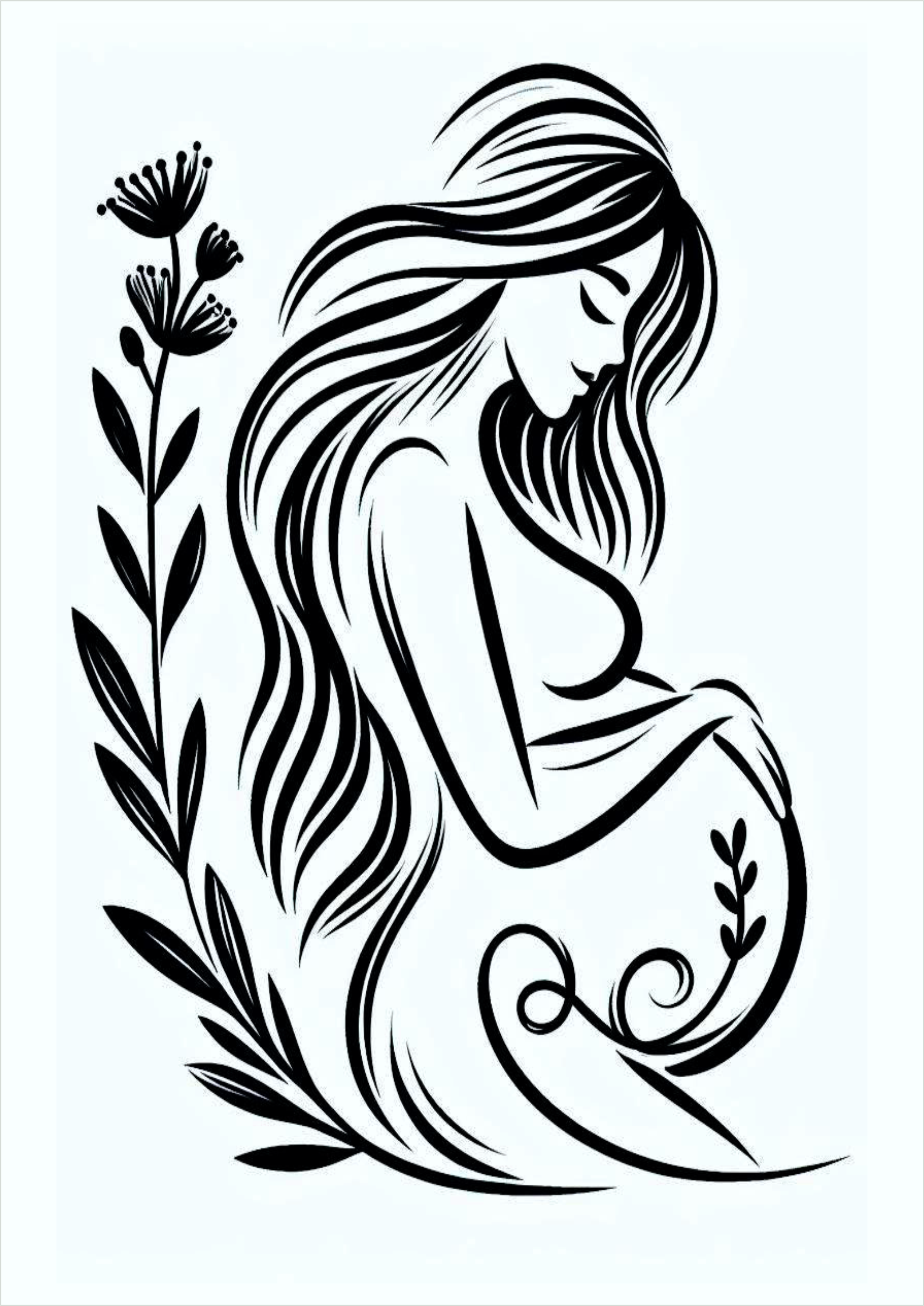 Simple drawing for female tattoo mother pregnant woman png