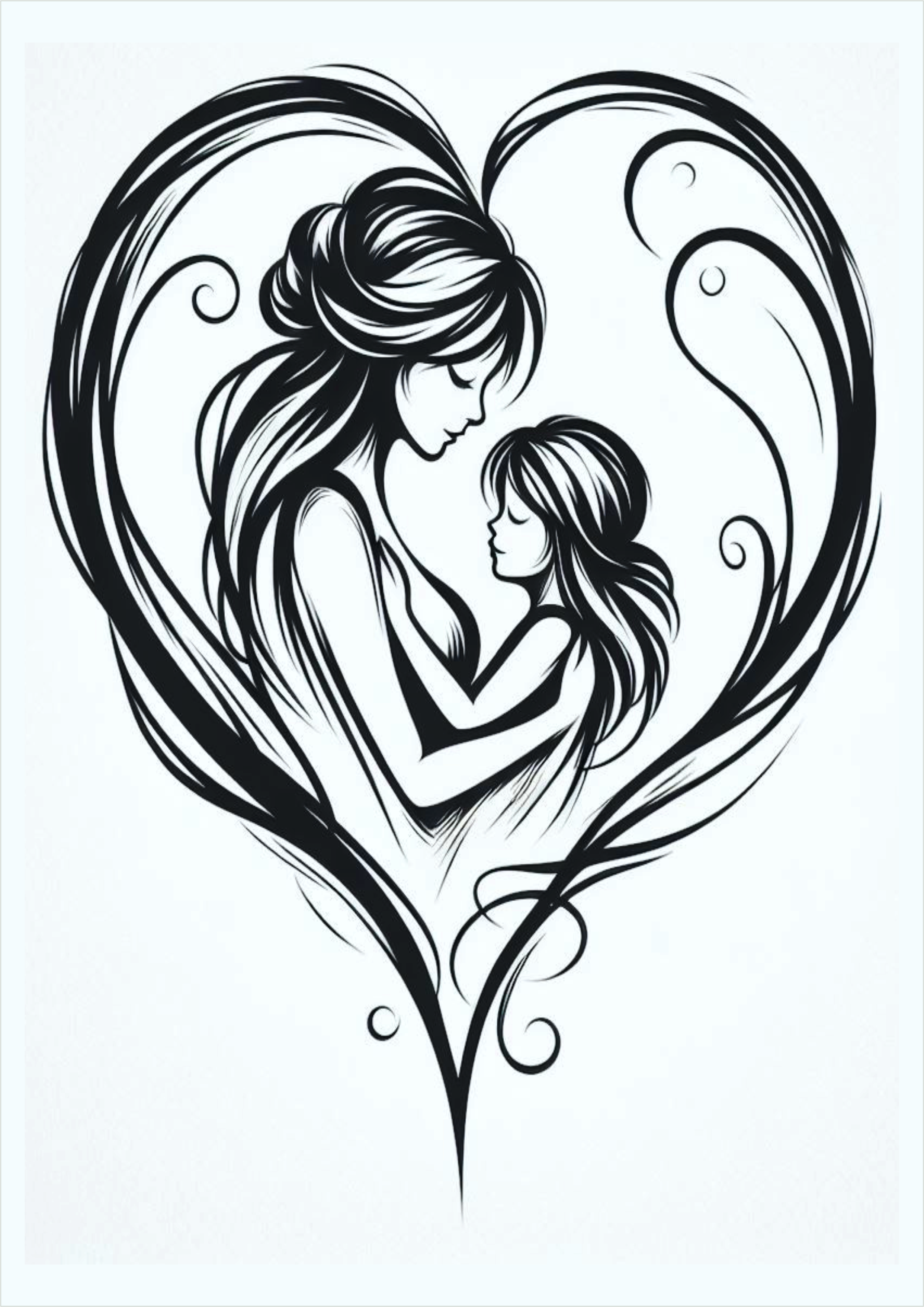 ideas for female tattoo PNG simple design mother and daughter in heart shape image pack free download studio