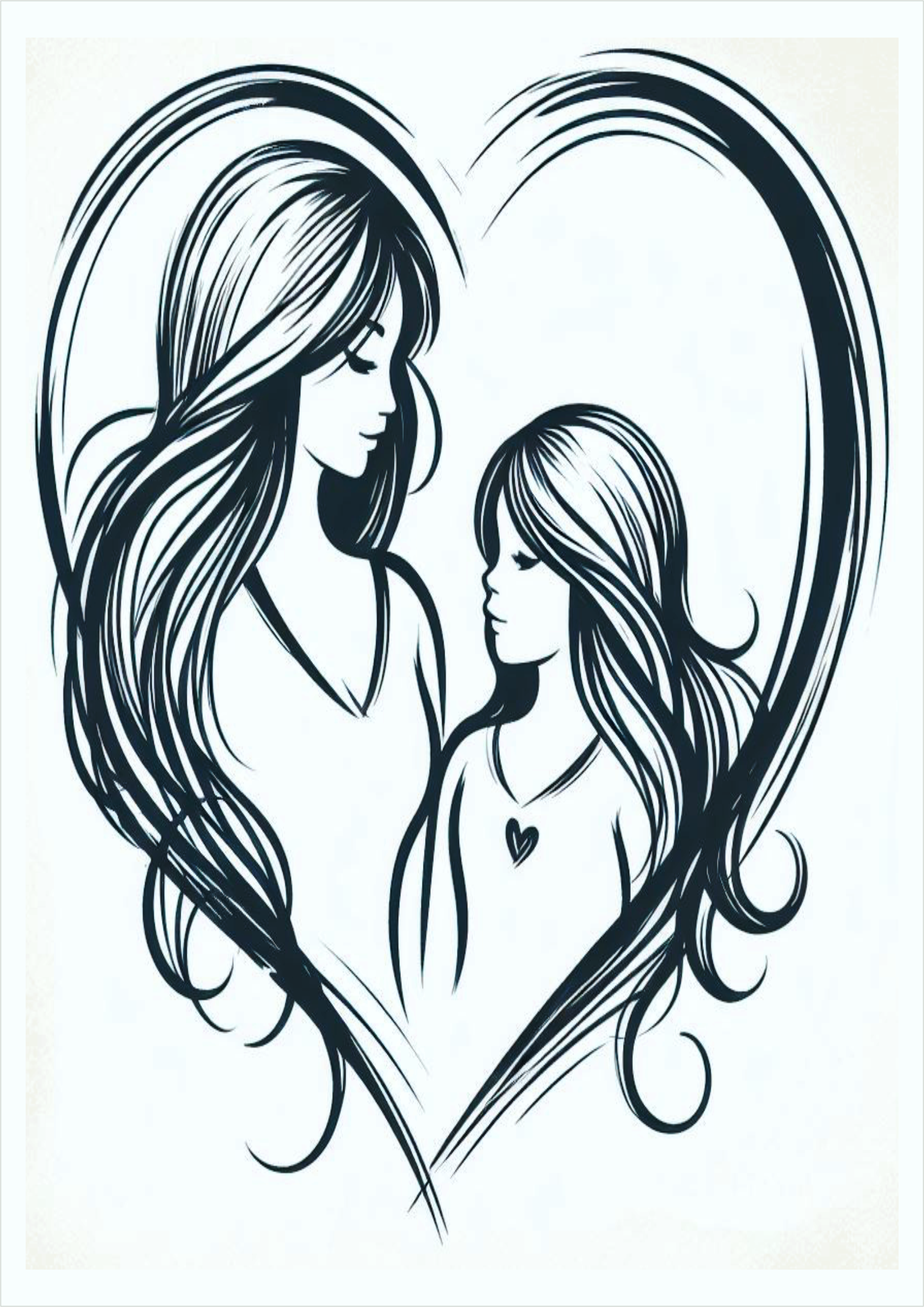 ideas for female tattoo PNG simple design mother and daughter in heart shape image pack free download graphic arts studio