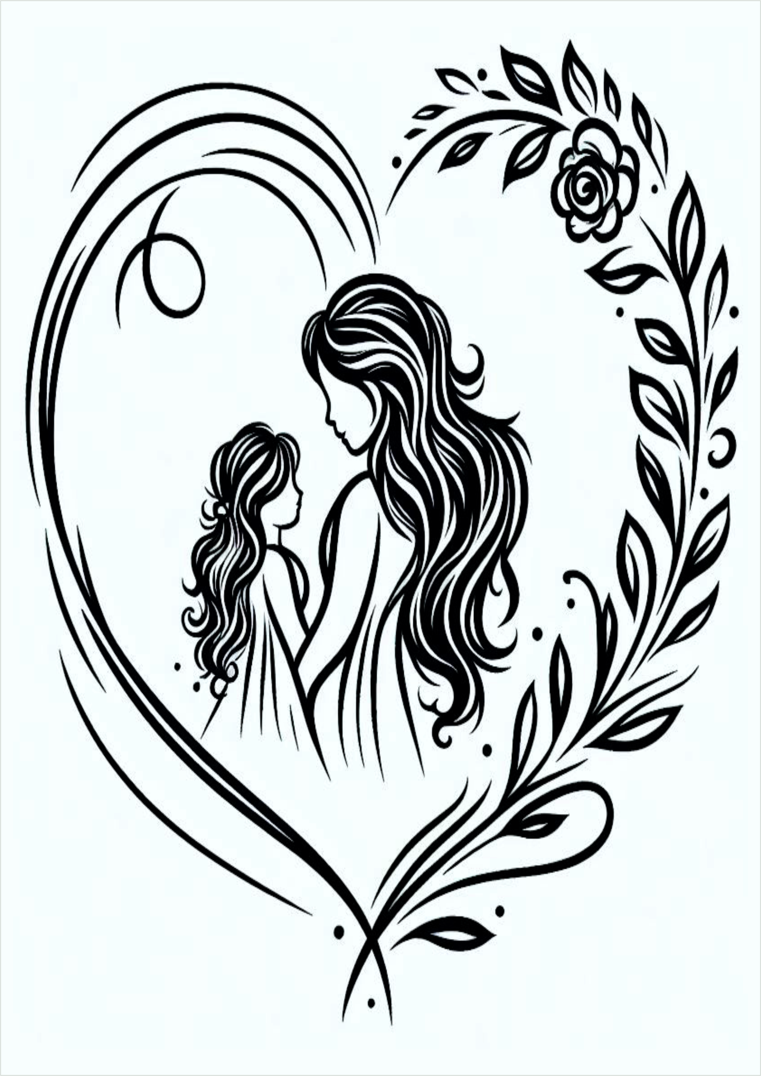 ideas for female tattoo PNG simple design mother and daughter in heart shape image pack free download studio graphic arts designer flowers