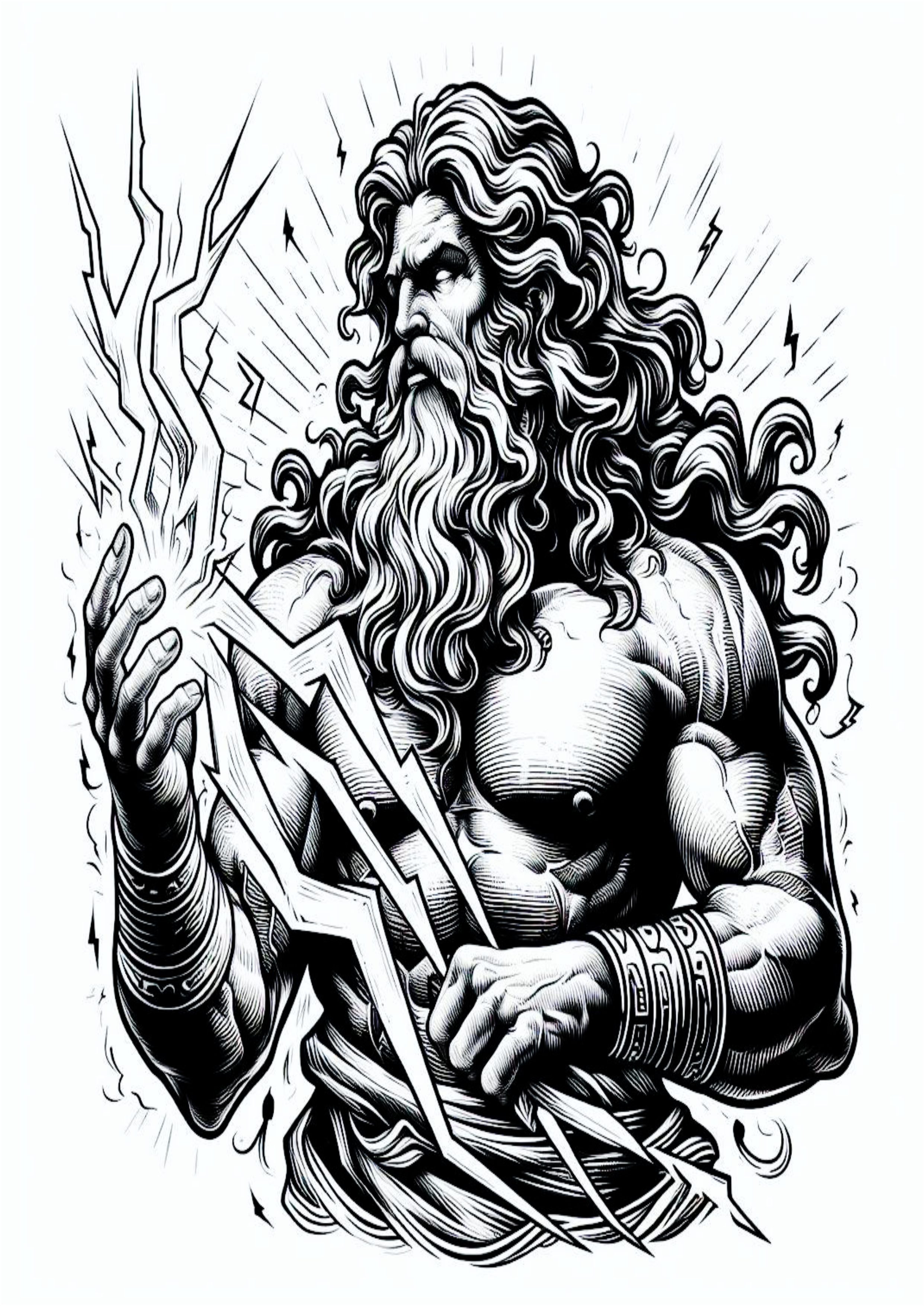 Ideias para tatuagem deuses do olimpo png Zeus desenho realista