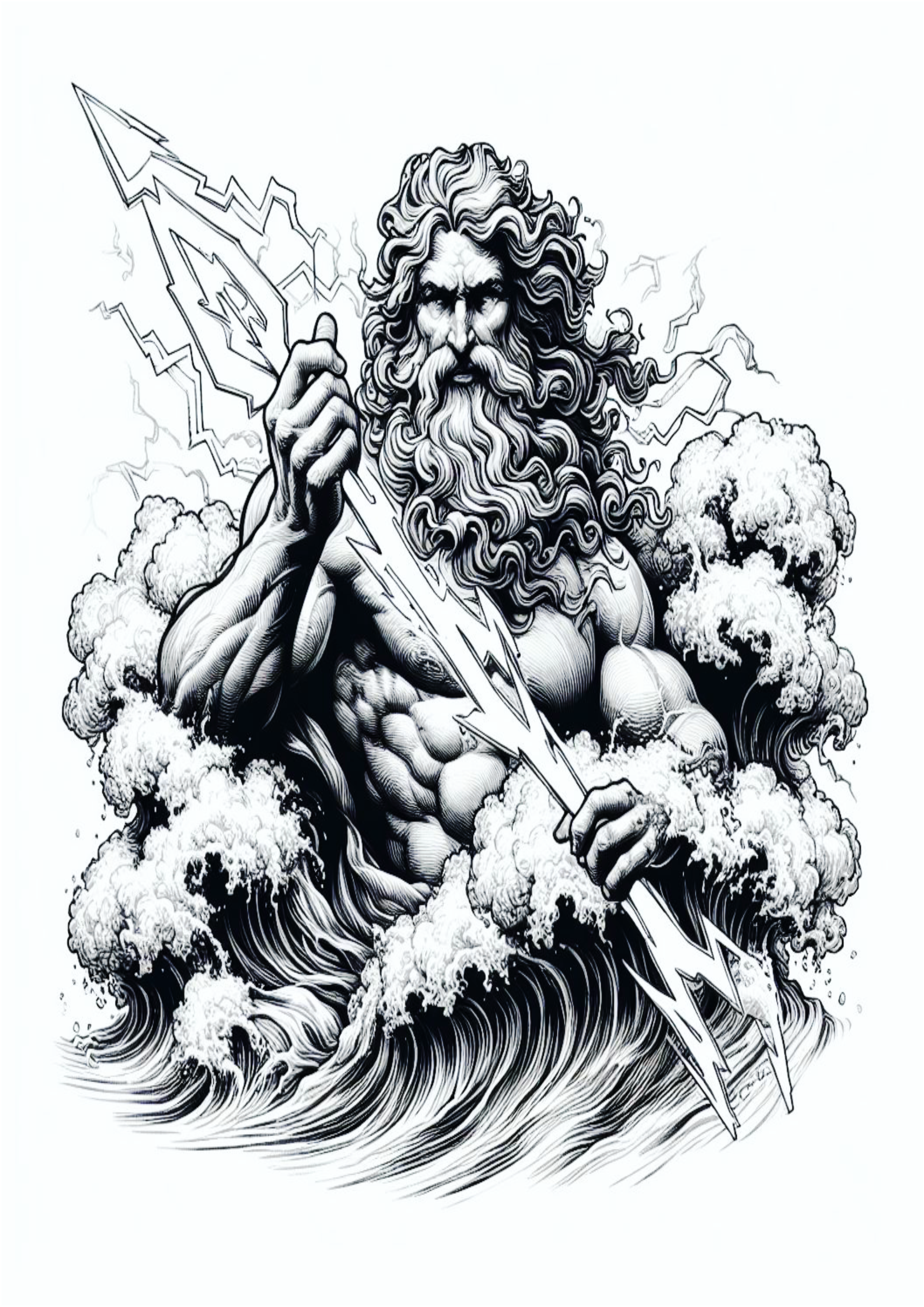 Ideias para tatuagem deuses do olimpo png Zeus desenho realista raios