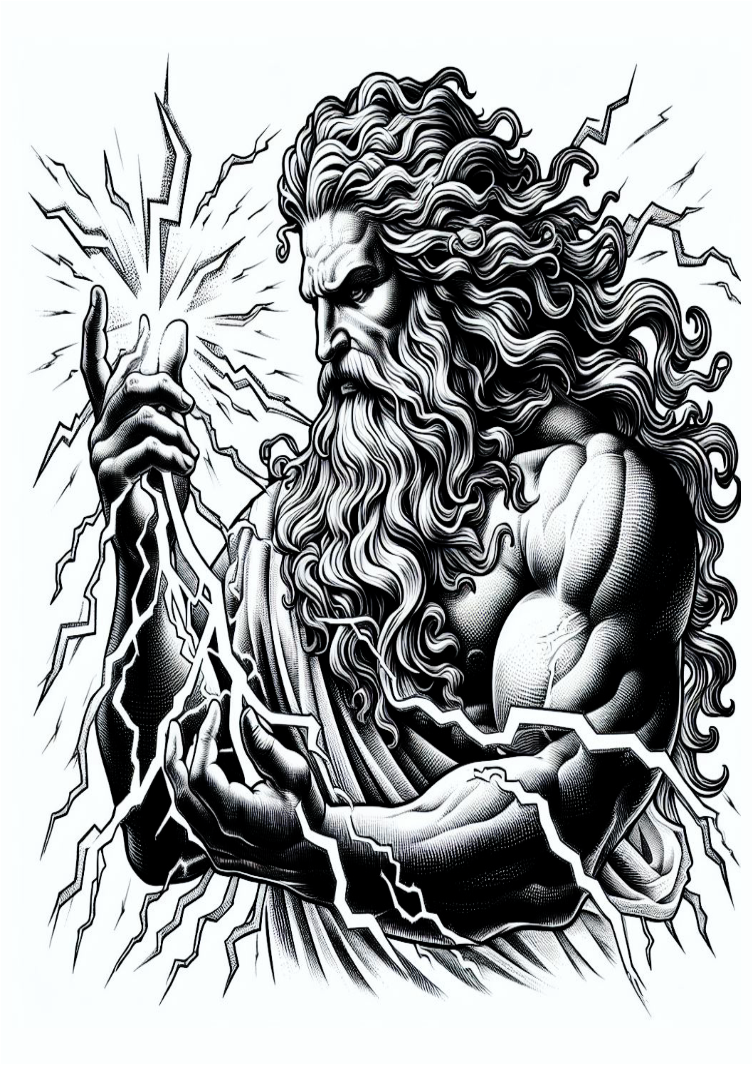 Ideias para tatuagem deuses do olimpo png Zeus desenho realista raios arte conceitual