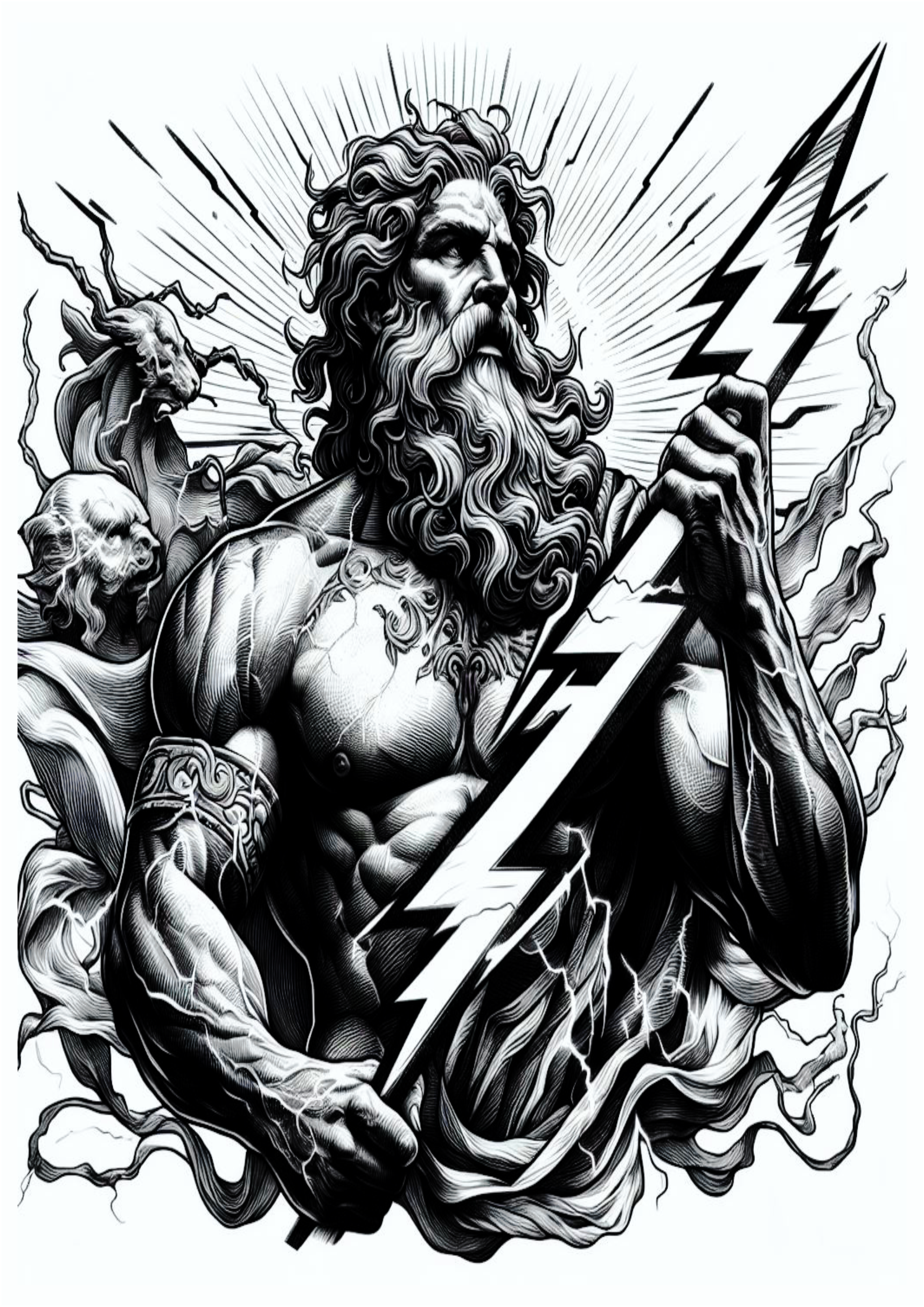 Desenho artístico para tatuagem free download deuses gregos png Zeus arte conceitual