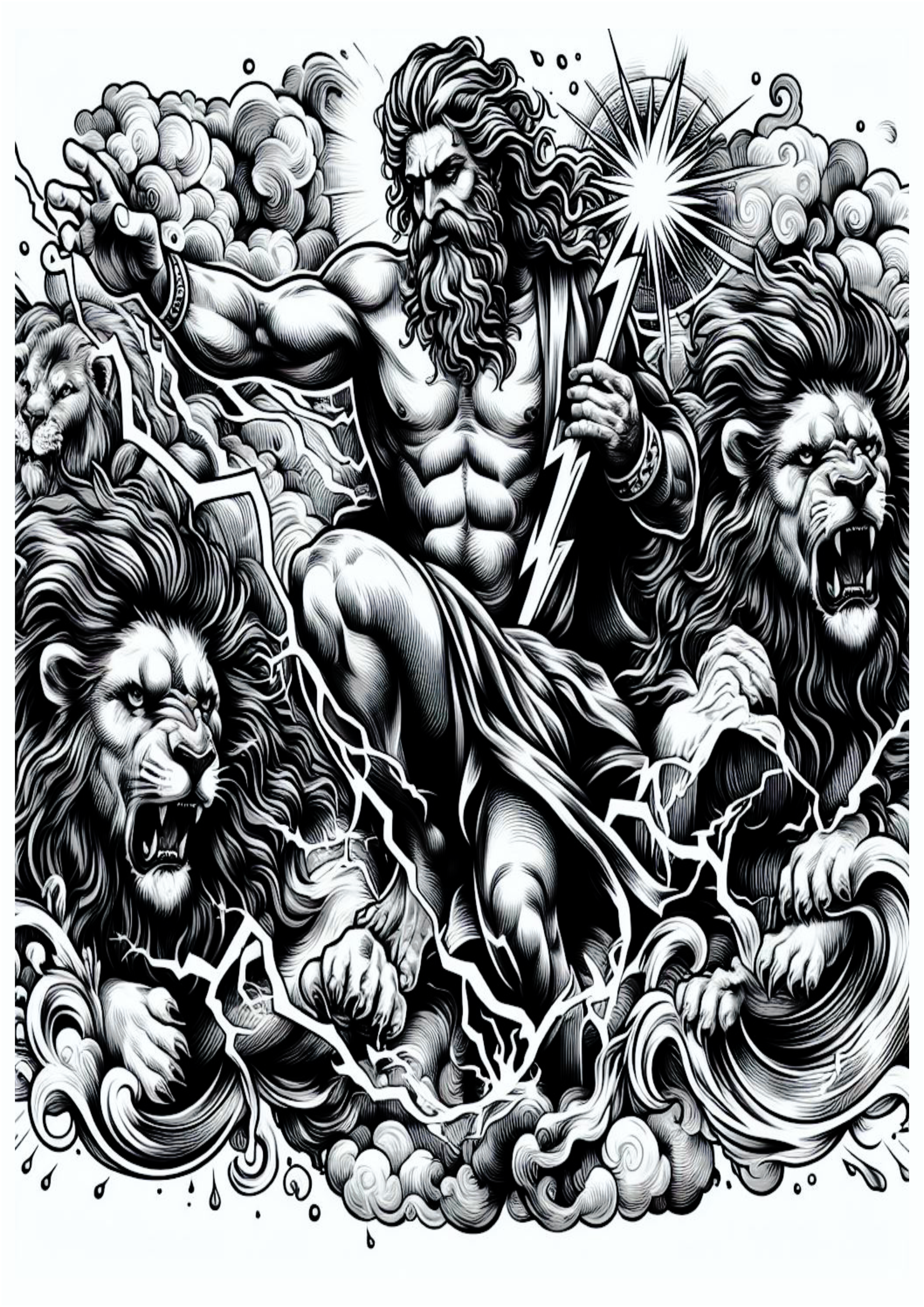 Desenho artístico para tatuagem free download deuses gregos png Zeus arte conceitual mitologia grega leões